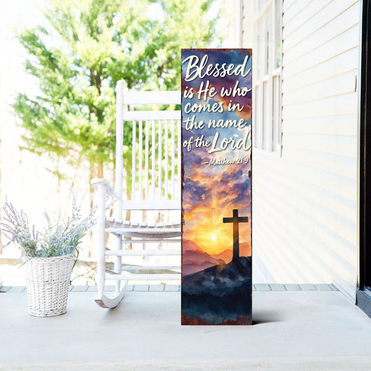 Blessed Easter Porch Sign | Spiritual Spring Welcome Decor