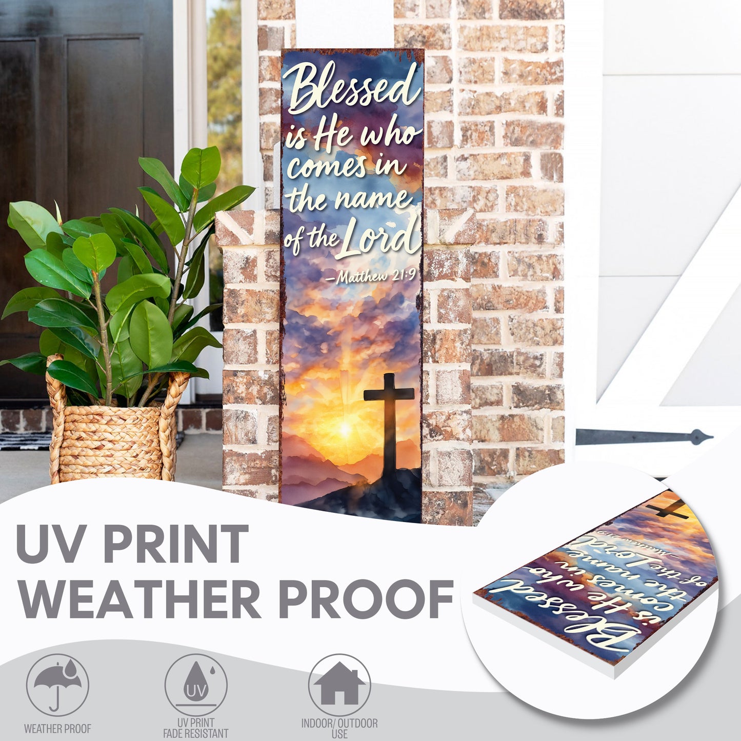 Blessed Easter Porch Sign | Spiritual Spring Welcome Decor