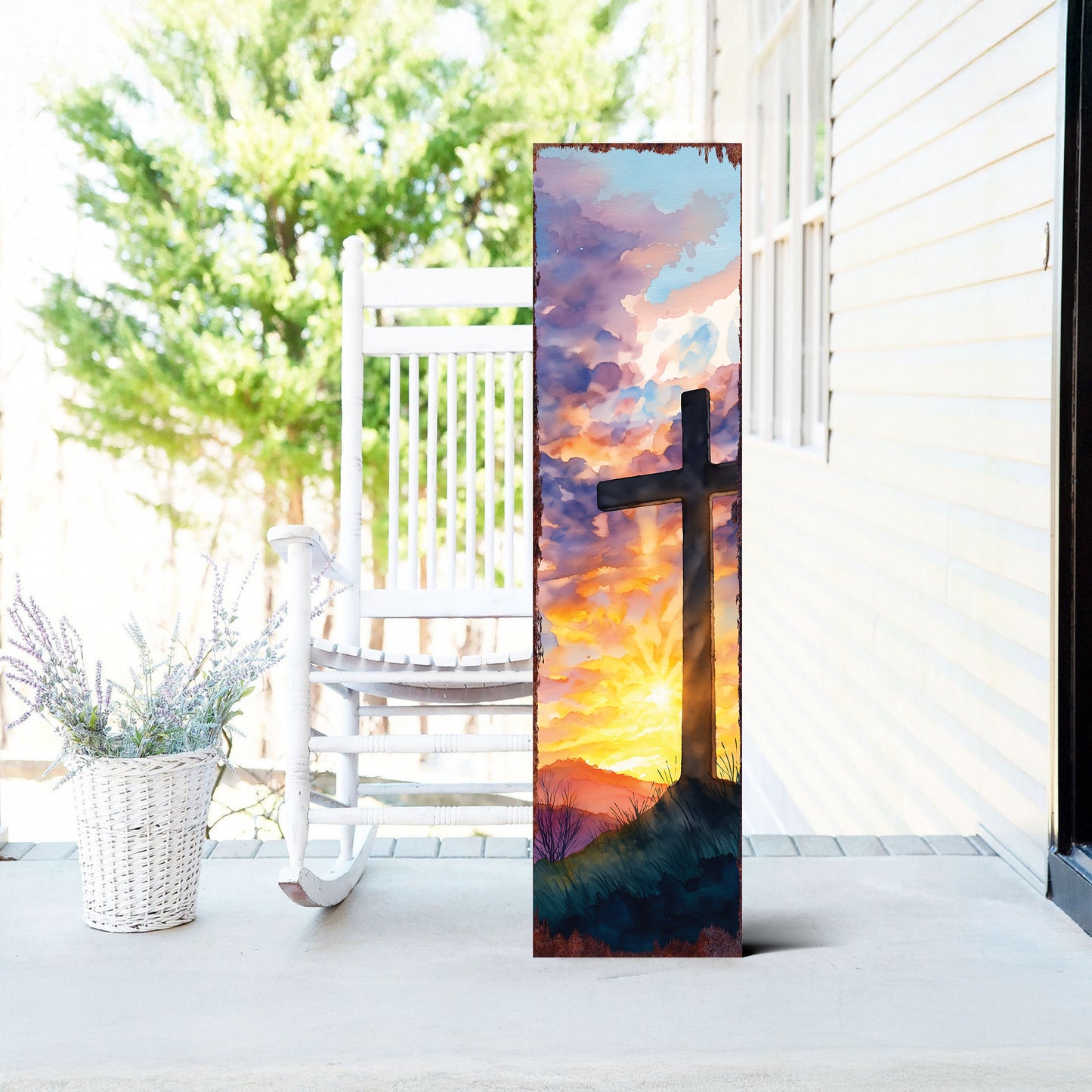 Rustic Easter Cross Porch Sign | Spiritual Spring Home Decor