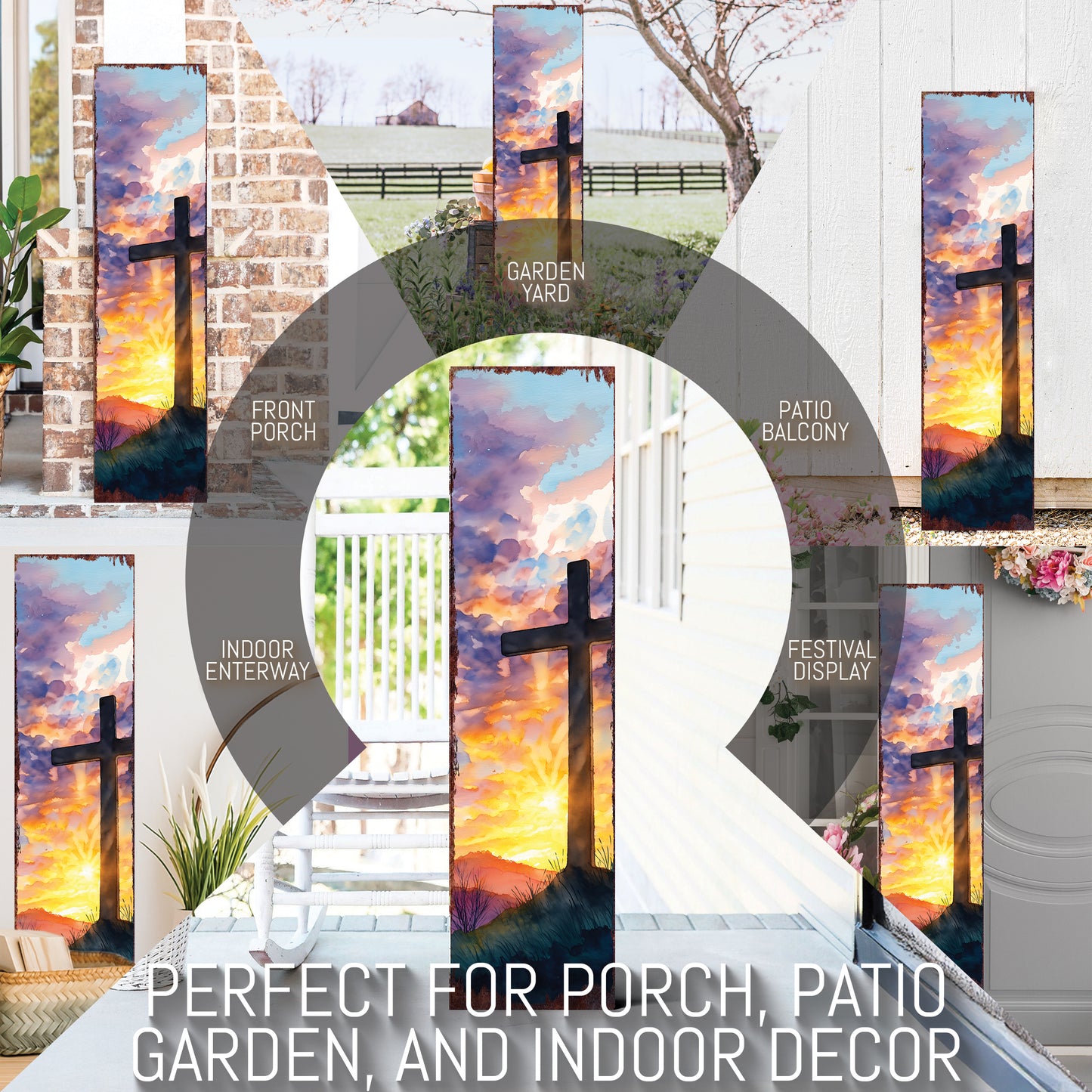 Rustic Easter Cross Porch Sign | Spiritual Spring Home Decor