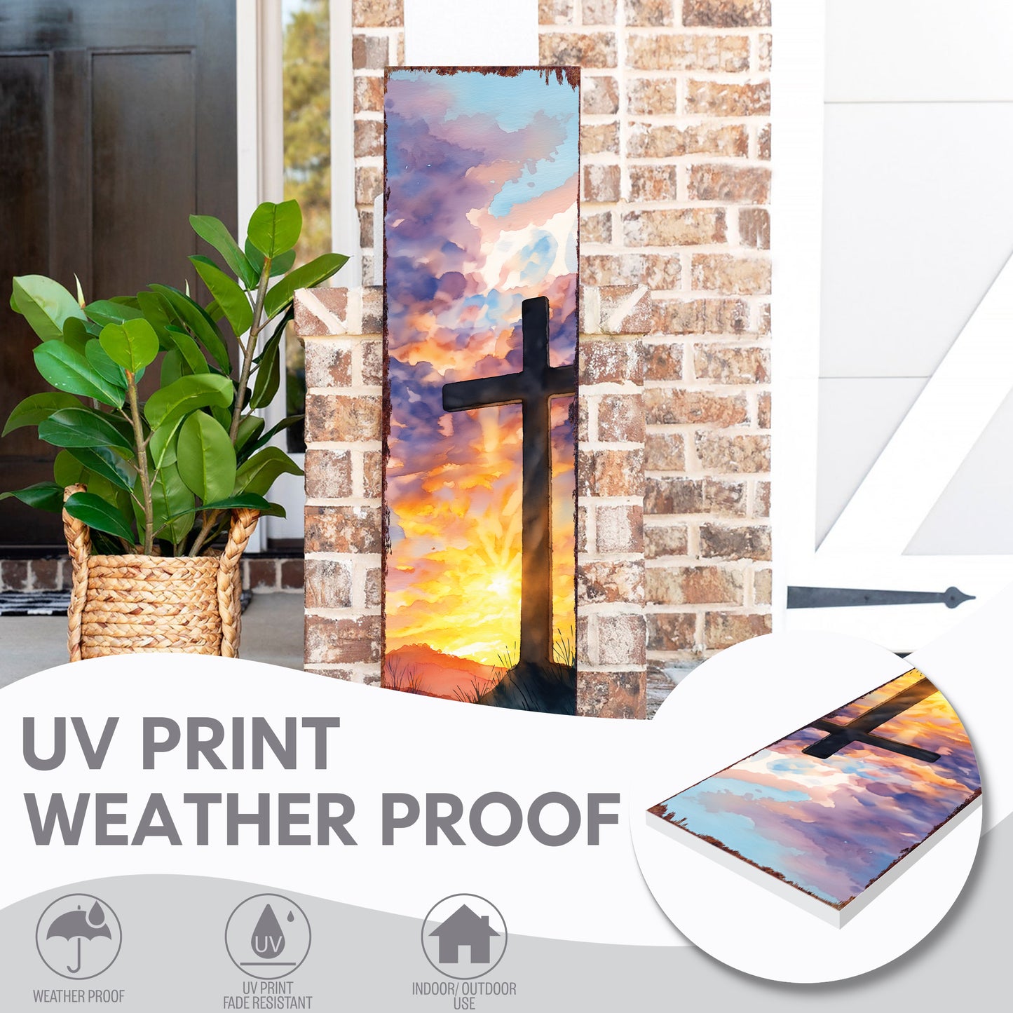 Rustic Easter Cross Porch Sign | Spiritual Spring Home Decor