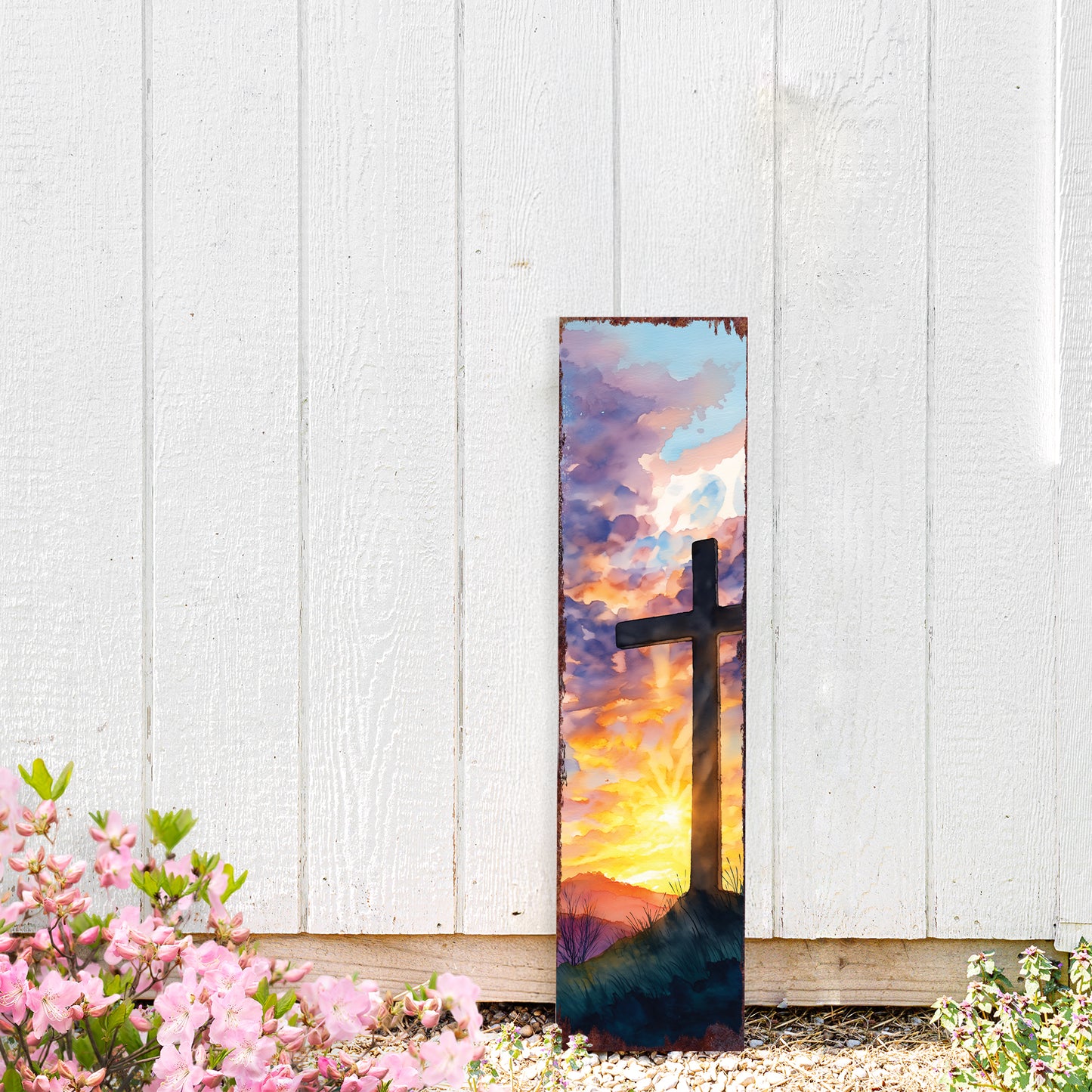 Rustic Easter Cross Porch Sign | Spiritual Spring Home Decor
