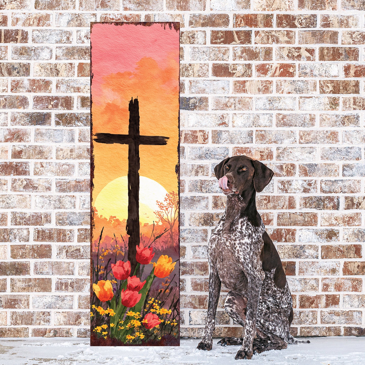 Rustic Easter Cross Porch Sign | Spiritual Spring Door Decor