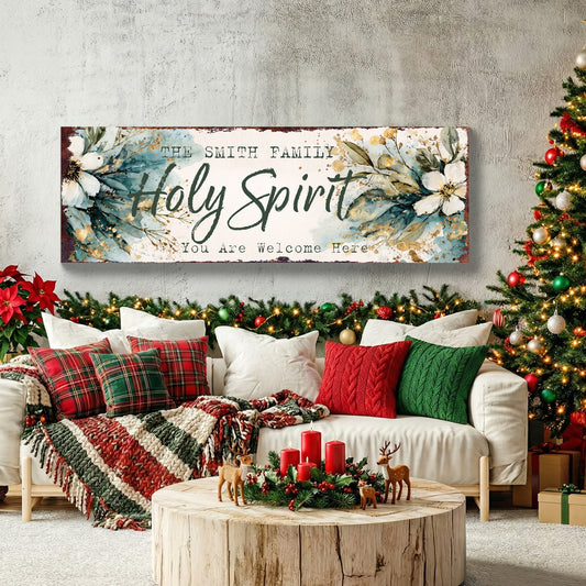 Personalized Holy Spirit Welcome Sign | Rustic Faith Home Decor