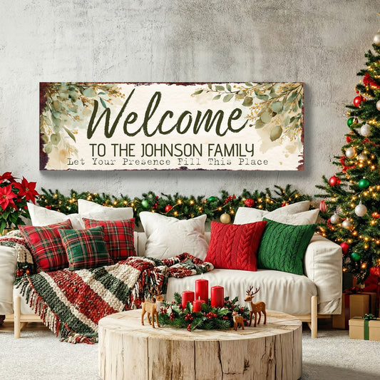 Personalized Family Welcome Sign | Rustic Faith Farmhouse Decor