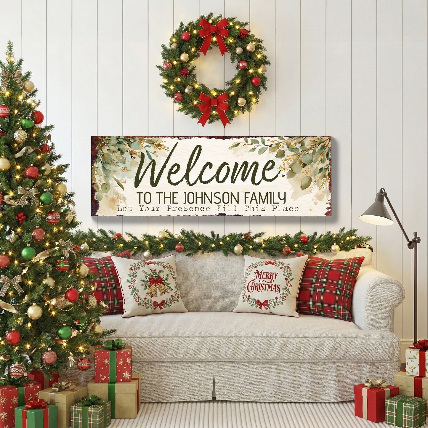 Personalized Family Welcome Sign | Rustic Faith Farmhouse Decor