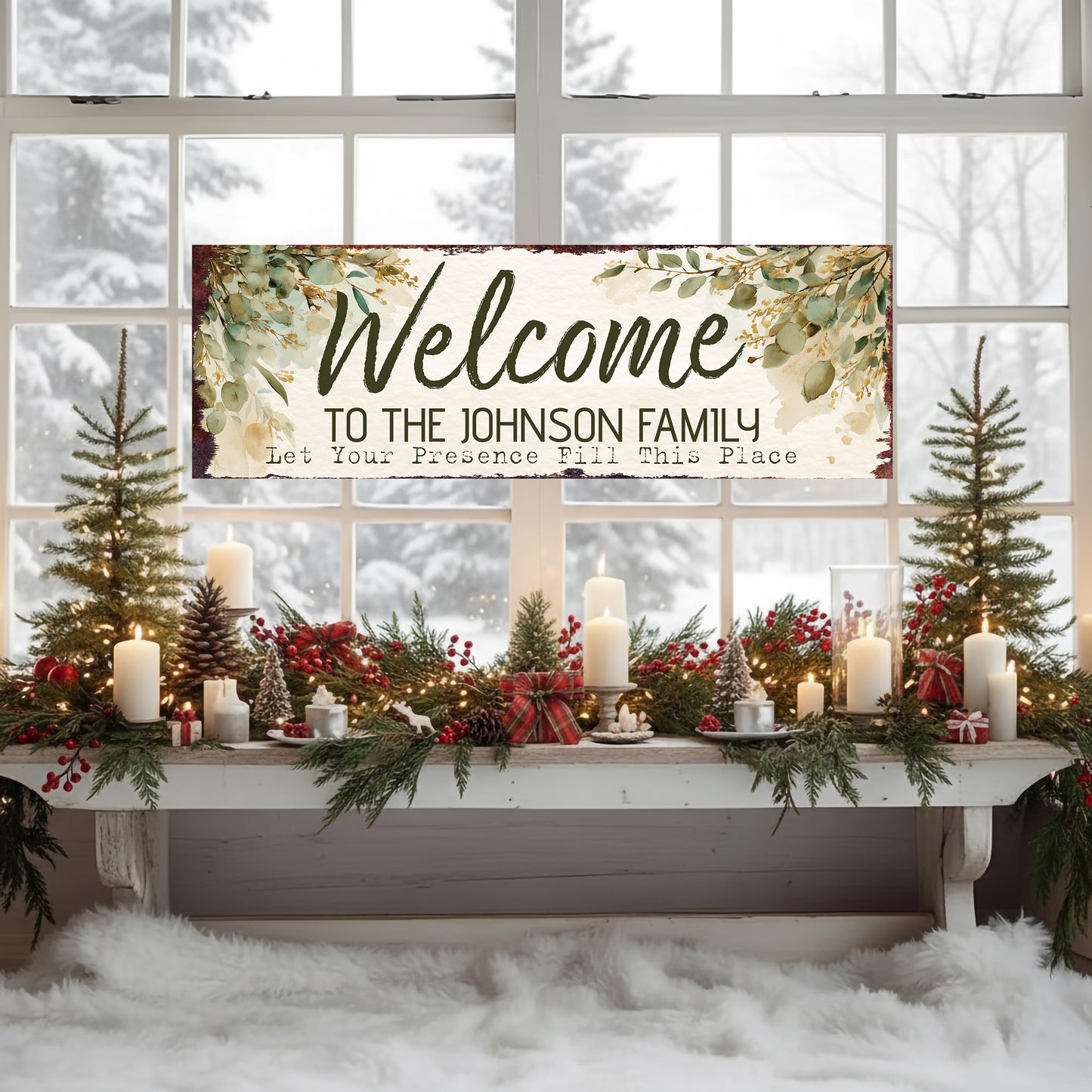 Personalized Family Welcome Sign | Rustic Faith Farmhouse Decor