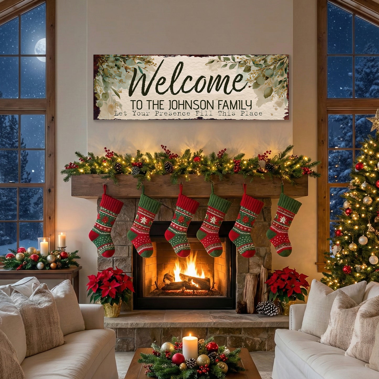 Personalized Family Welcome Sign | Rustic Faith Farmhouse Decor