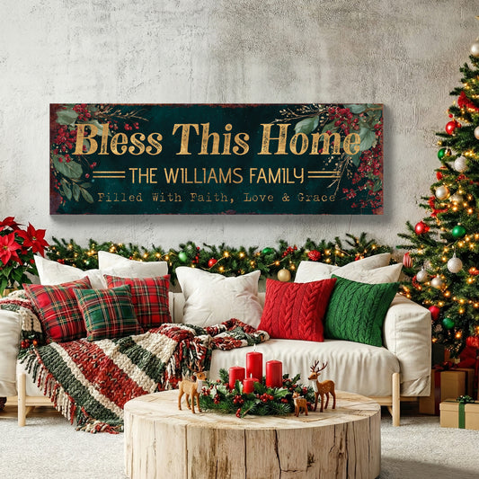 Personalized Family Faith Sign | Rustic Farmhouse Home Blessing Wall Art