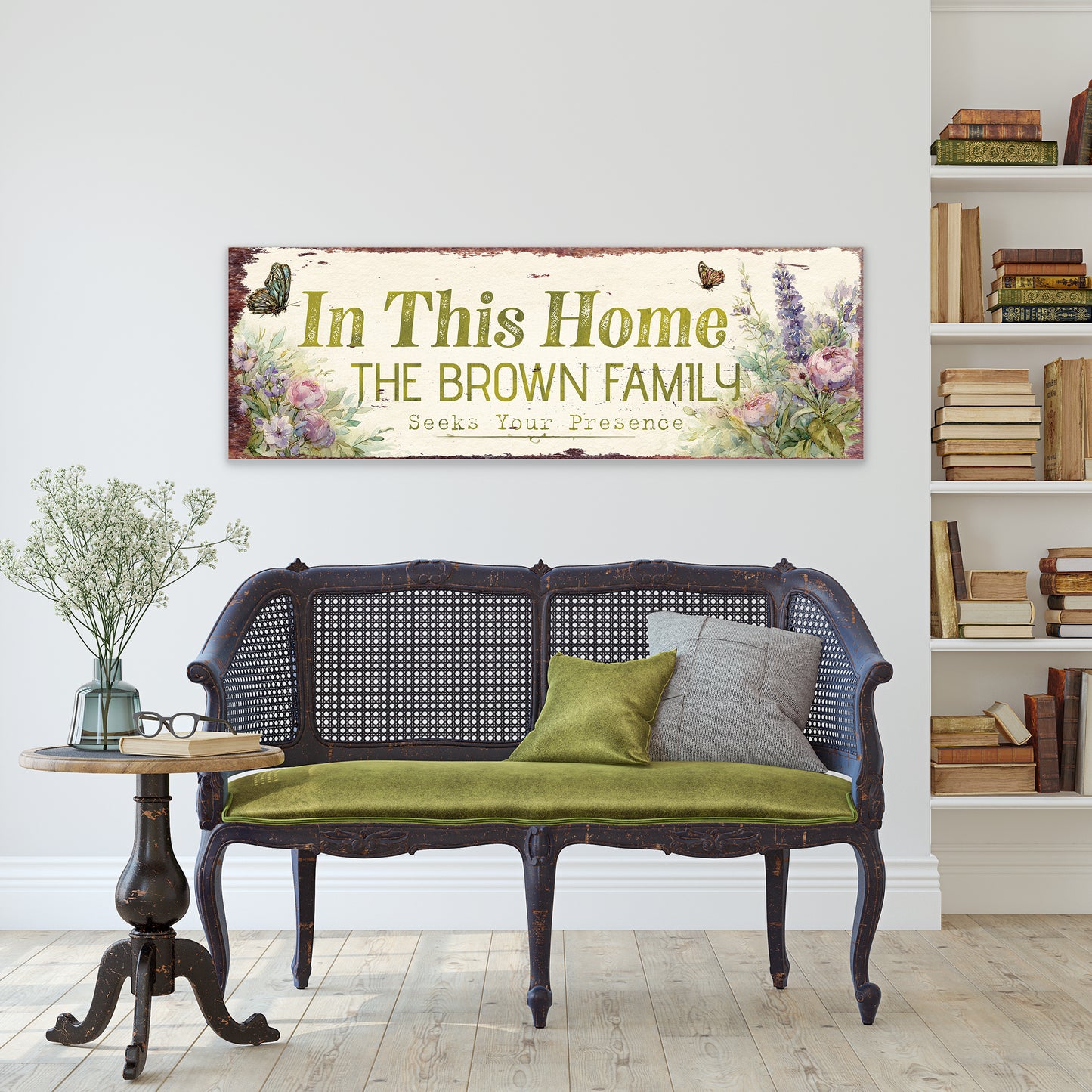 Personalized Farmhouse Family Presence Sign | Rustic Faith Wall Art