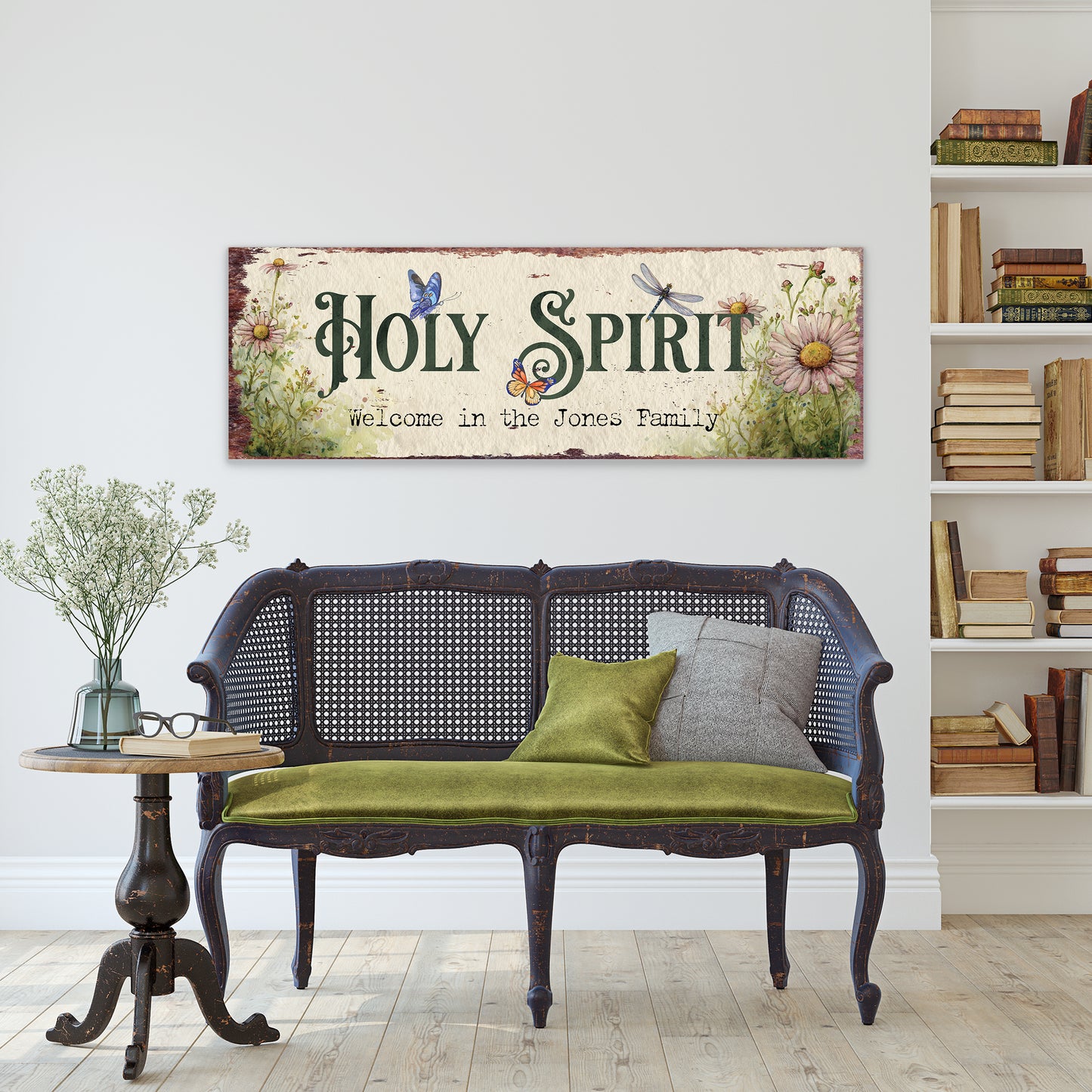 Personalized Holy Spirit Welcome Sign | Rustic Farmhouse Family Art