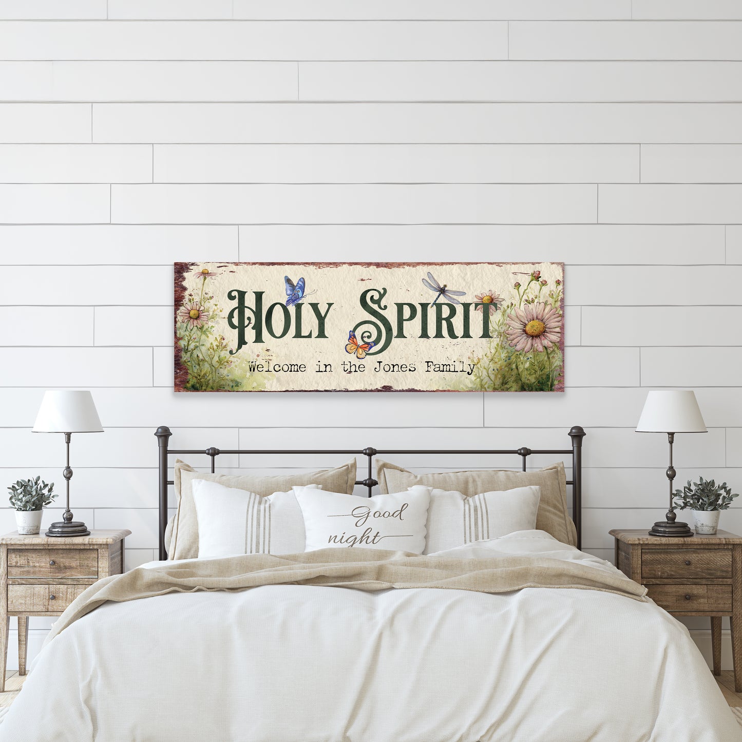 Personalized Holy Spirit Welcome Sign | Rustic Farmhouse Family Art