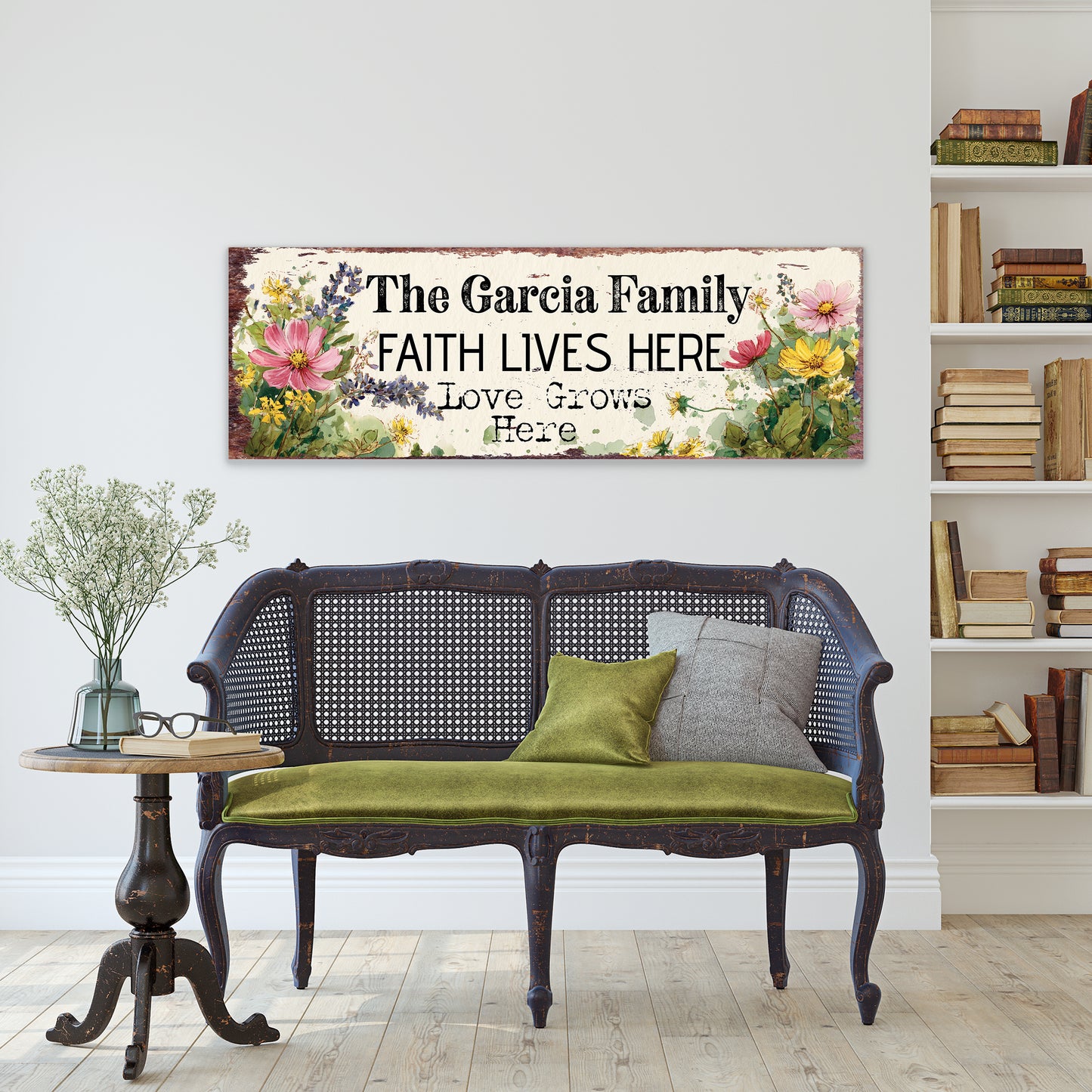 Personalized Rustic Farmhouse Family Sign - Faith & Love Home Wall Art