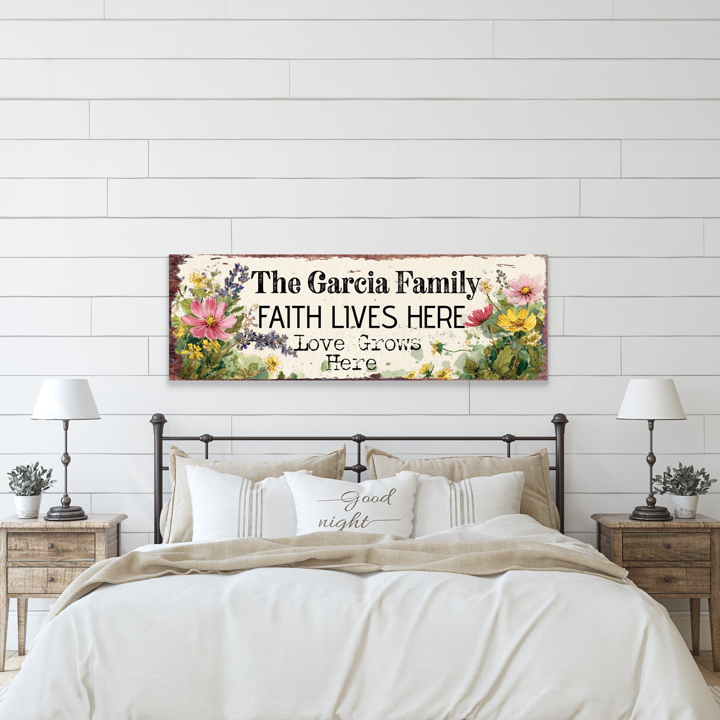 Personalized Rustic Farmhouse Family Sign - Faith & Love Home Wall Art