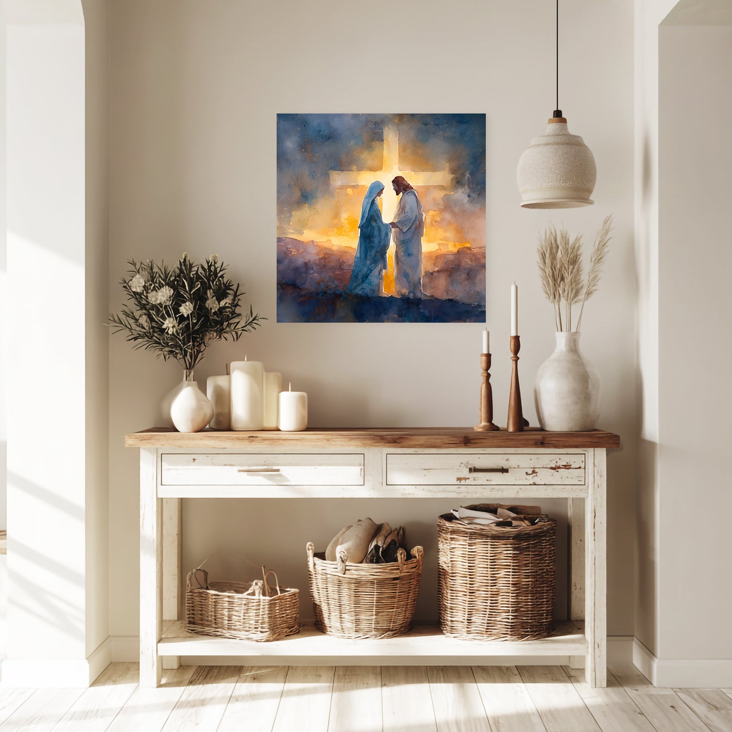 Spring He Is Risen Canvas Wall Art | Rustic Christian Decor