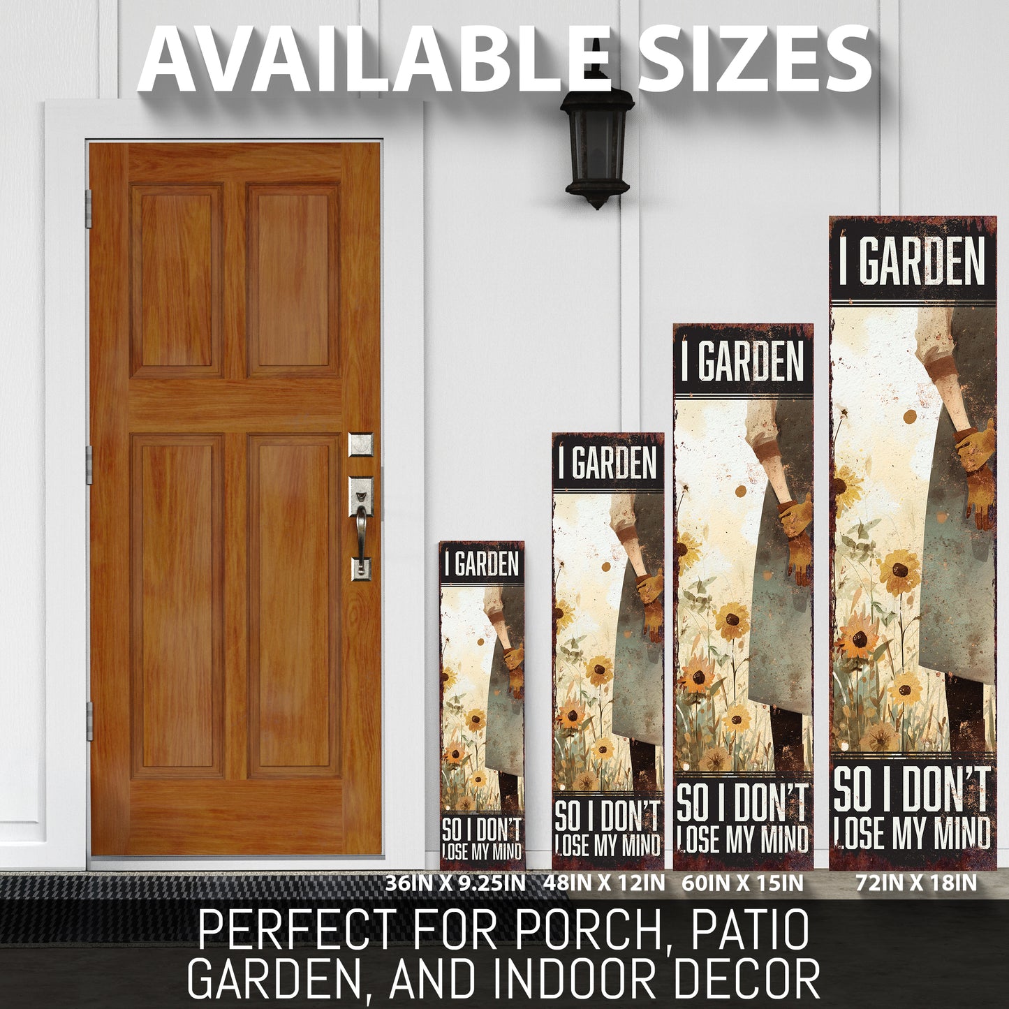 Humorous Garden Porch Sign – 'I Garden So I Don't Lose My Mind' Rustic Wall Art