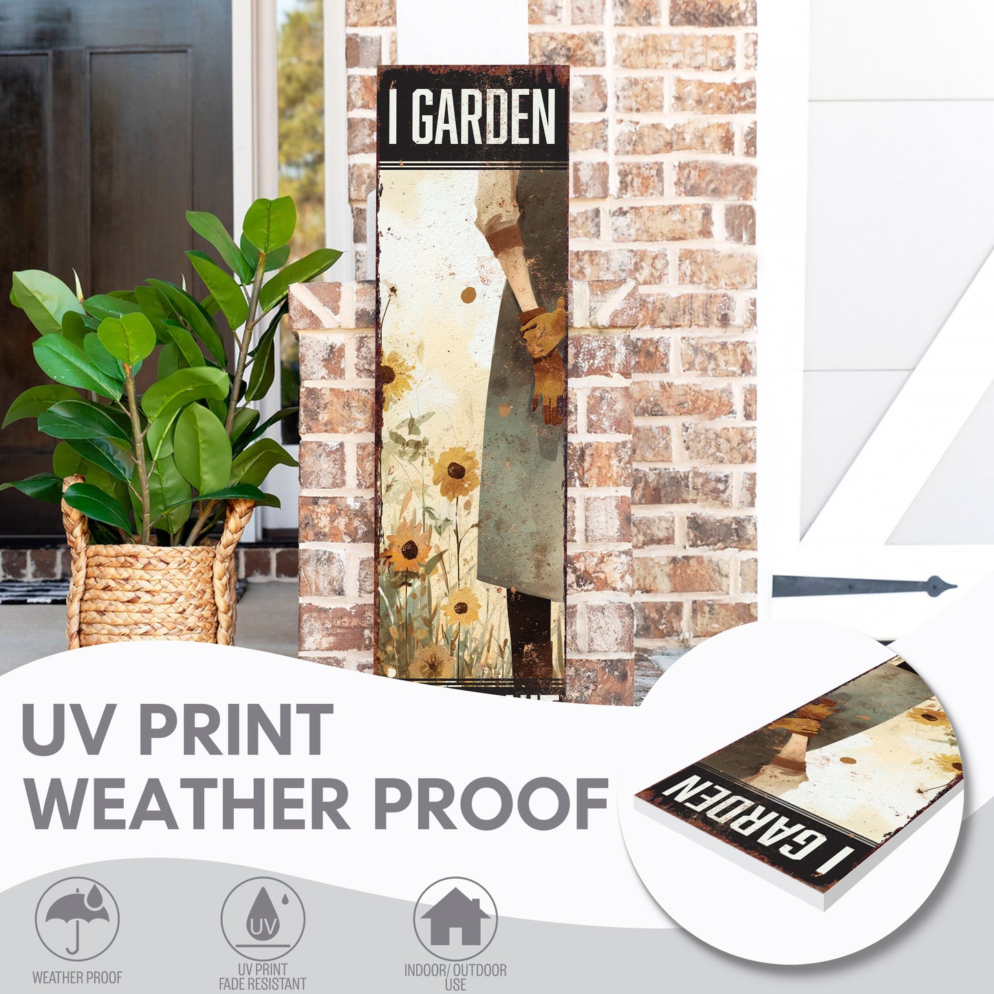 Humorous Garden Porch Sign – 'I Garden So I Don't Lose My Mind' Rustic Wall Art