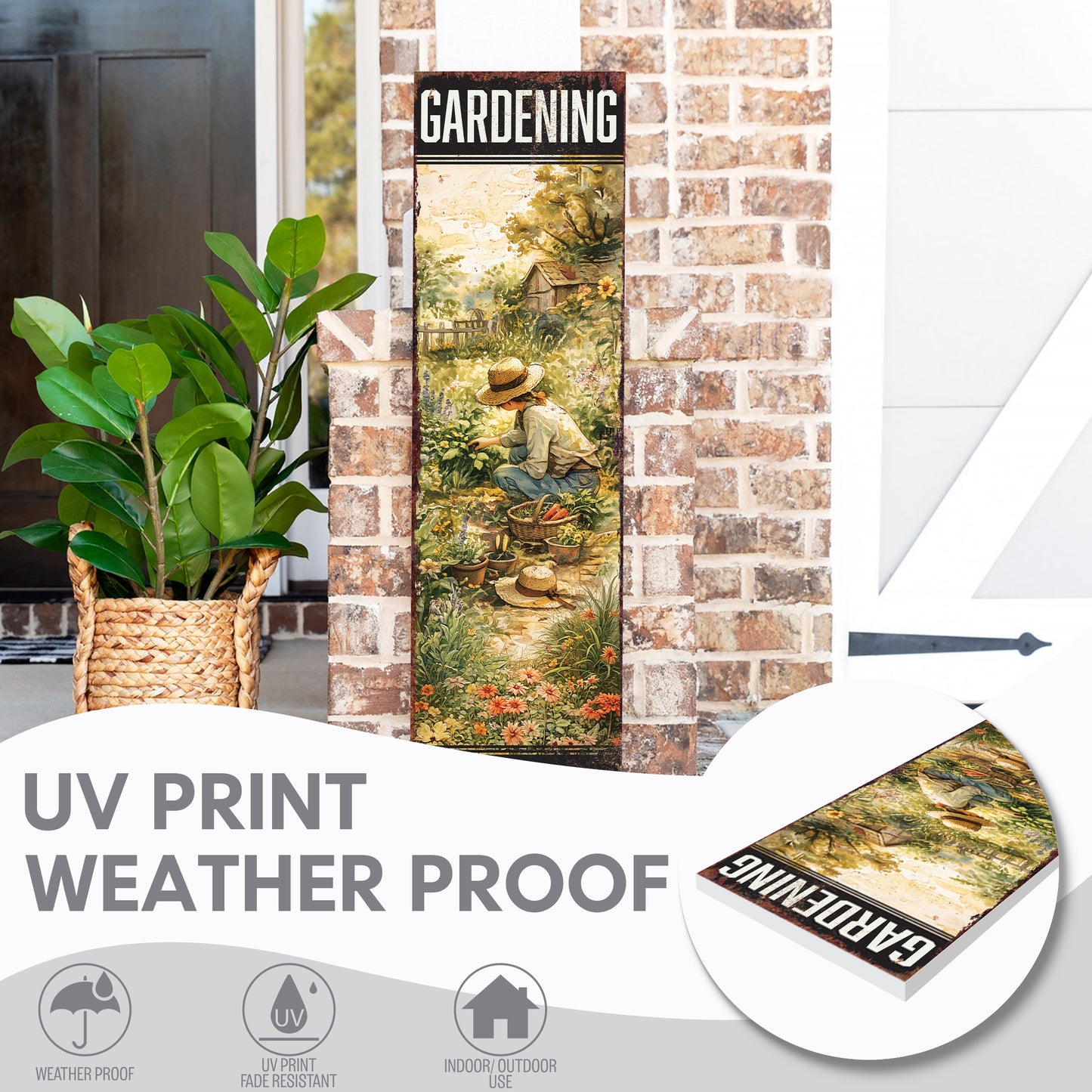 Humorous Garden Porch Sign – 'Gardening Is Cheaper Than Therapy' Rustic Farmhouse Decor