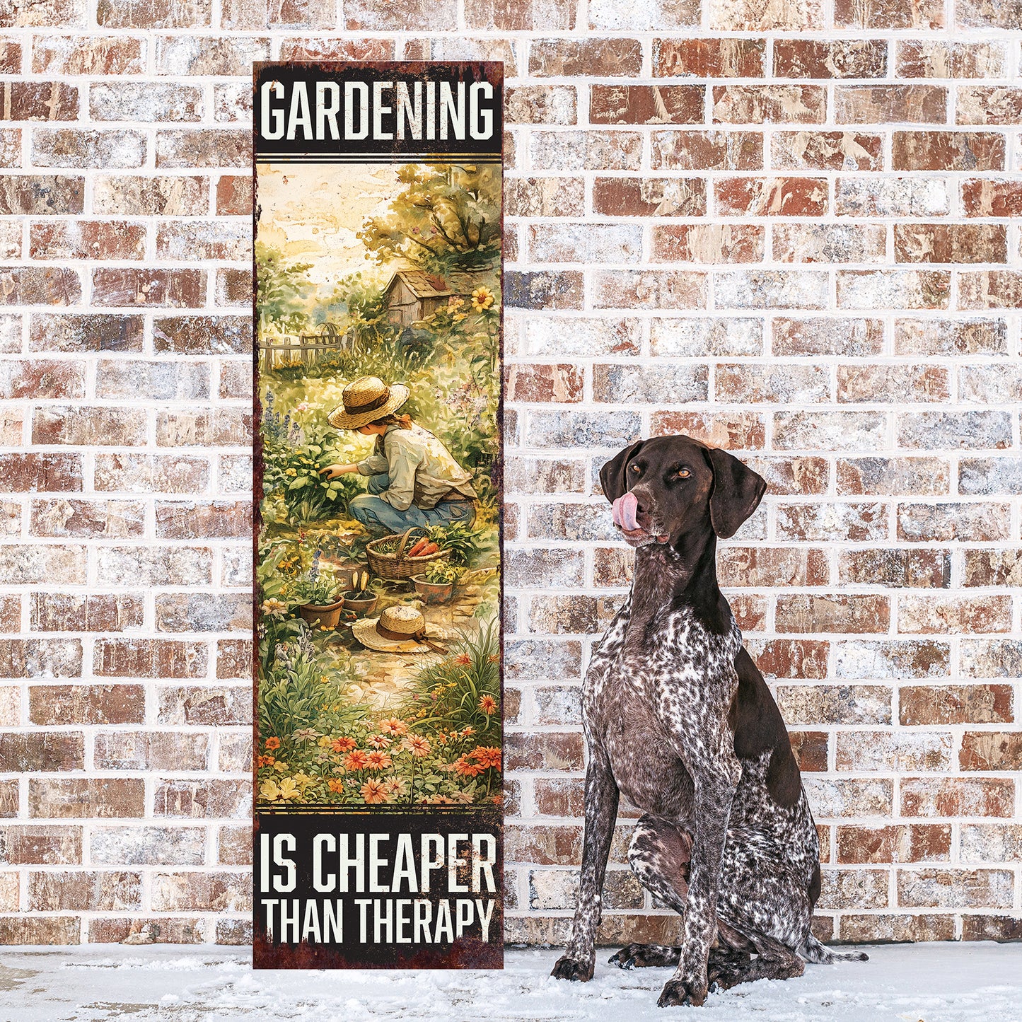 Humorous Garden Porch Sign – 'Gardening Is Cheaper Than Therapy' Rustic Farmhouse Decor