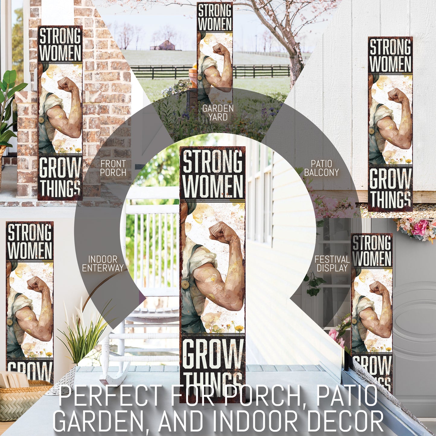 Garden Porch Sign: Strong Women Grow Things | Funny Farmhouse Decor