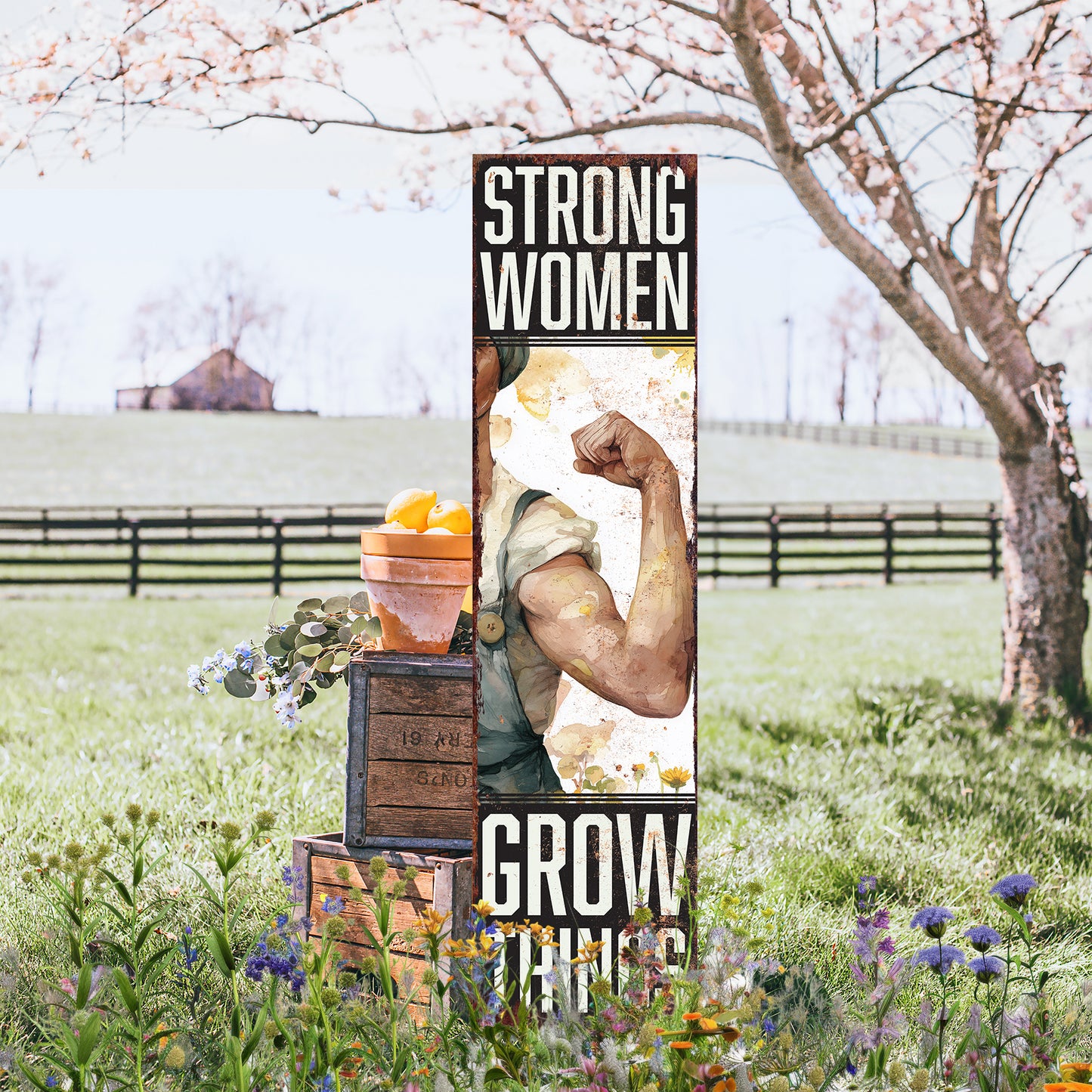 Garden Porch Sign: Strong Women Grow Things | Funny Farmhouse Decor
