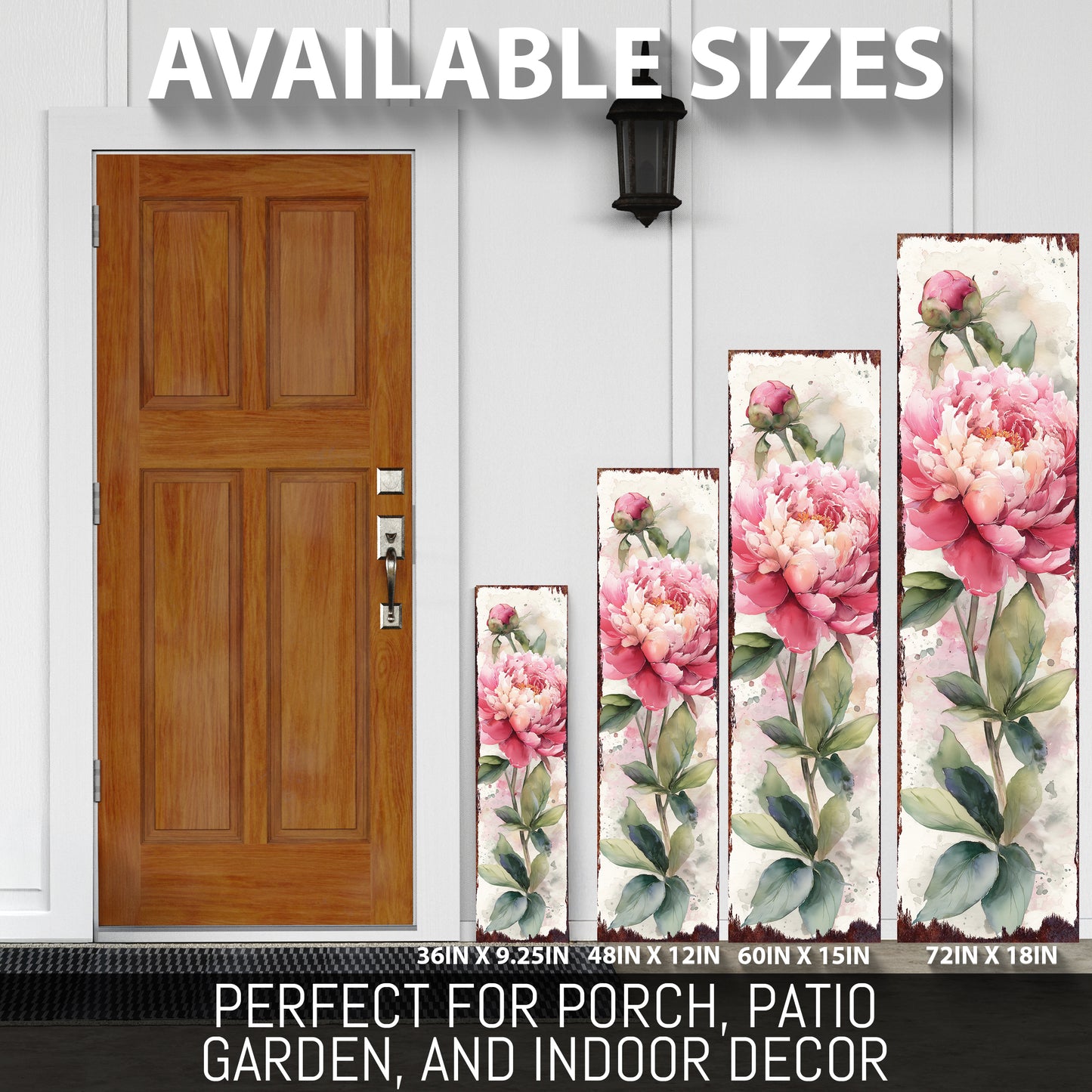 Elegant Spring Peony Porch Sign | Watercolor Floral Welcome Decor