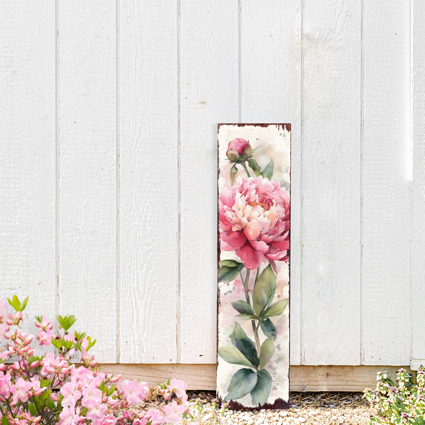 Elegant Spring Peony Porch Sign | Watercolor Floral Welcome Decor
