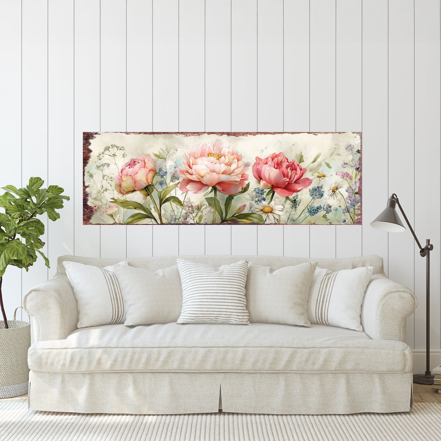 Spring Peony Wall Art | Rustic Farmhouse Floral Home Decor
