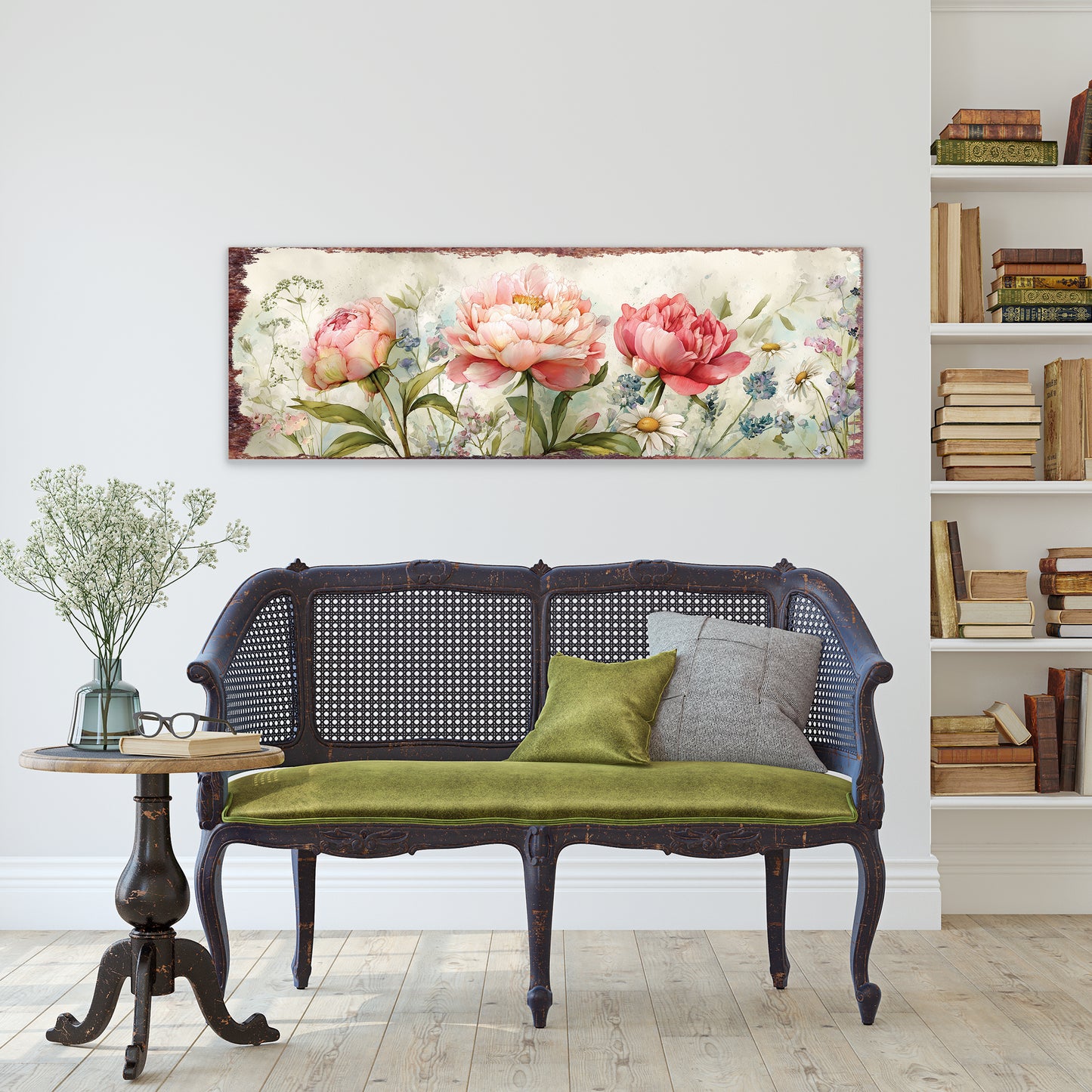 Spring Peony Wall Art | Rustic Farmhouse Floral Home Decor