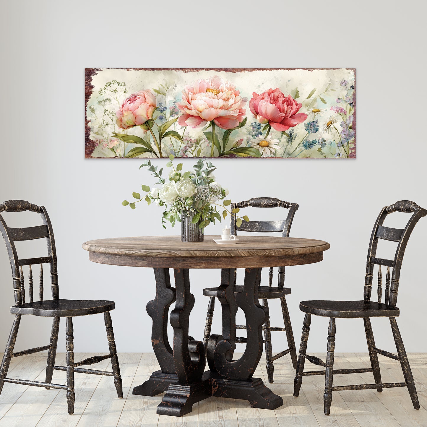 Spring Peony Wall Art | Rustic Farmhouse Floral Home Decor
