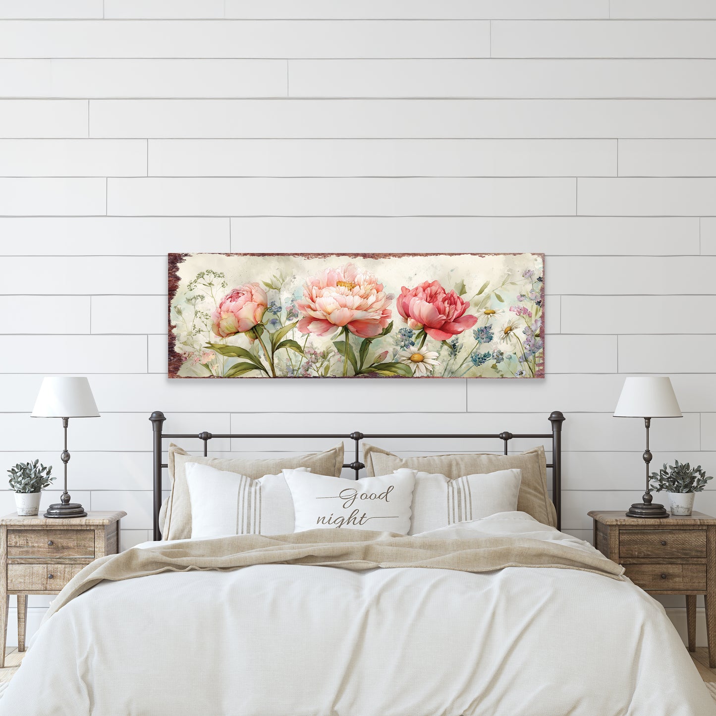 Spring Peony Wall Art | Rustic Farmhouse Floral Home Decor