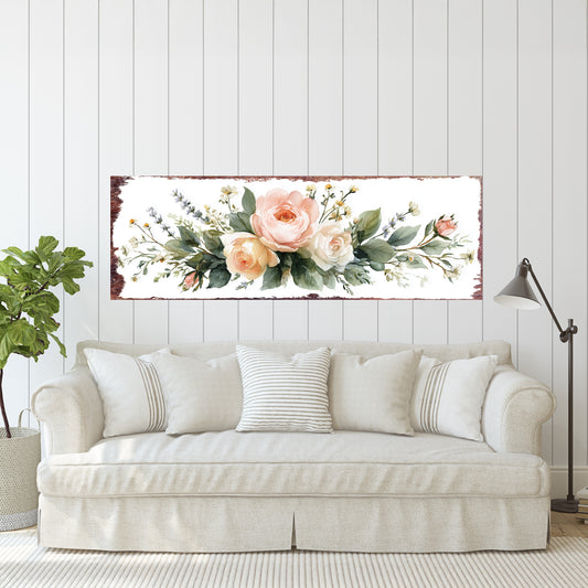 Spring Rose Wall Art | Rustic Farmhouse Floral Decor