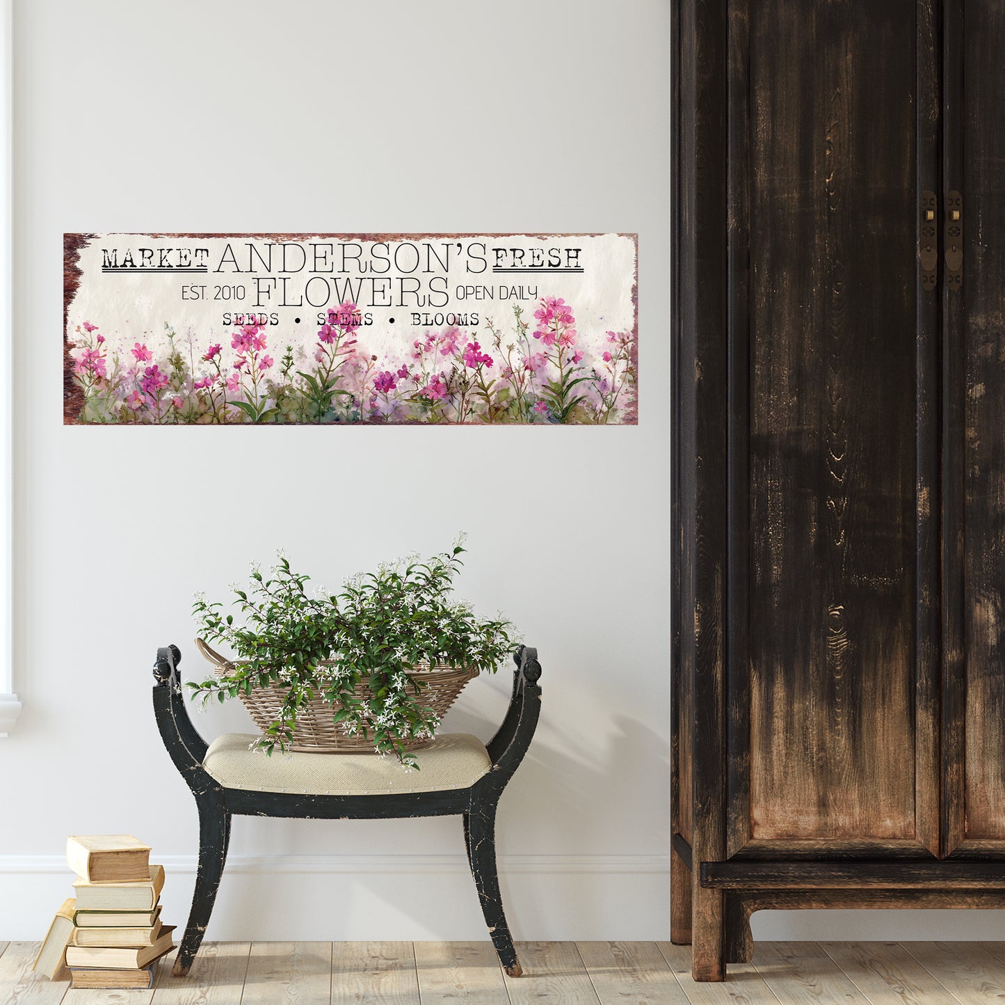 Personalized Spring Fireweed Family Wall Art – Rustic Chic Decor