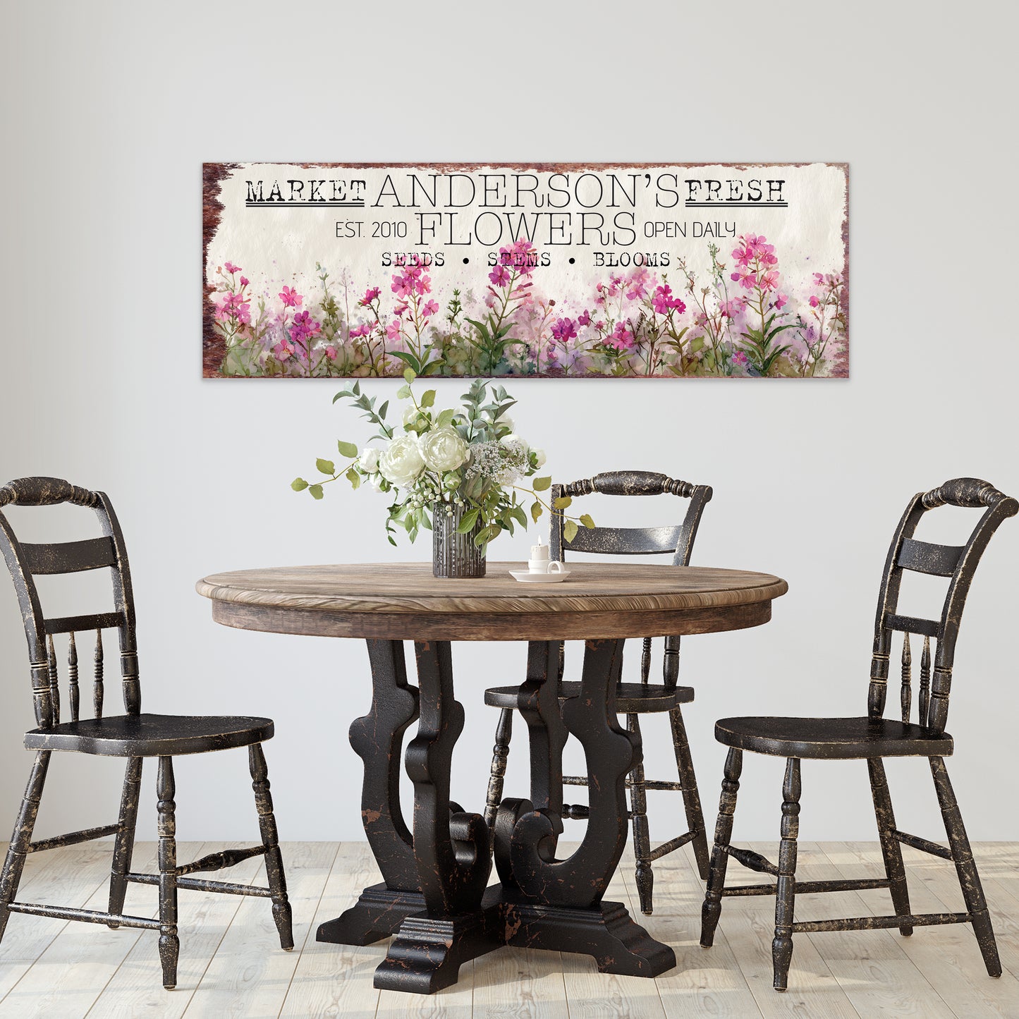 Personalized Spring Fireweed Family Wall Art – Rustic Chic Decor