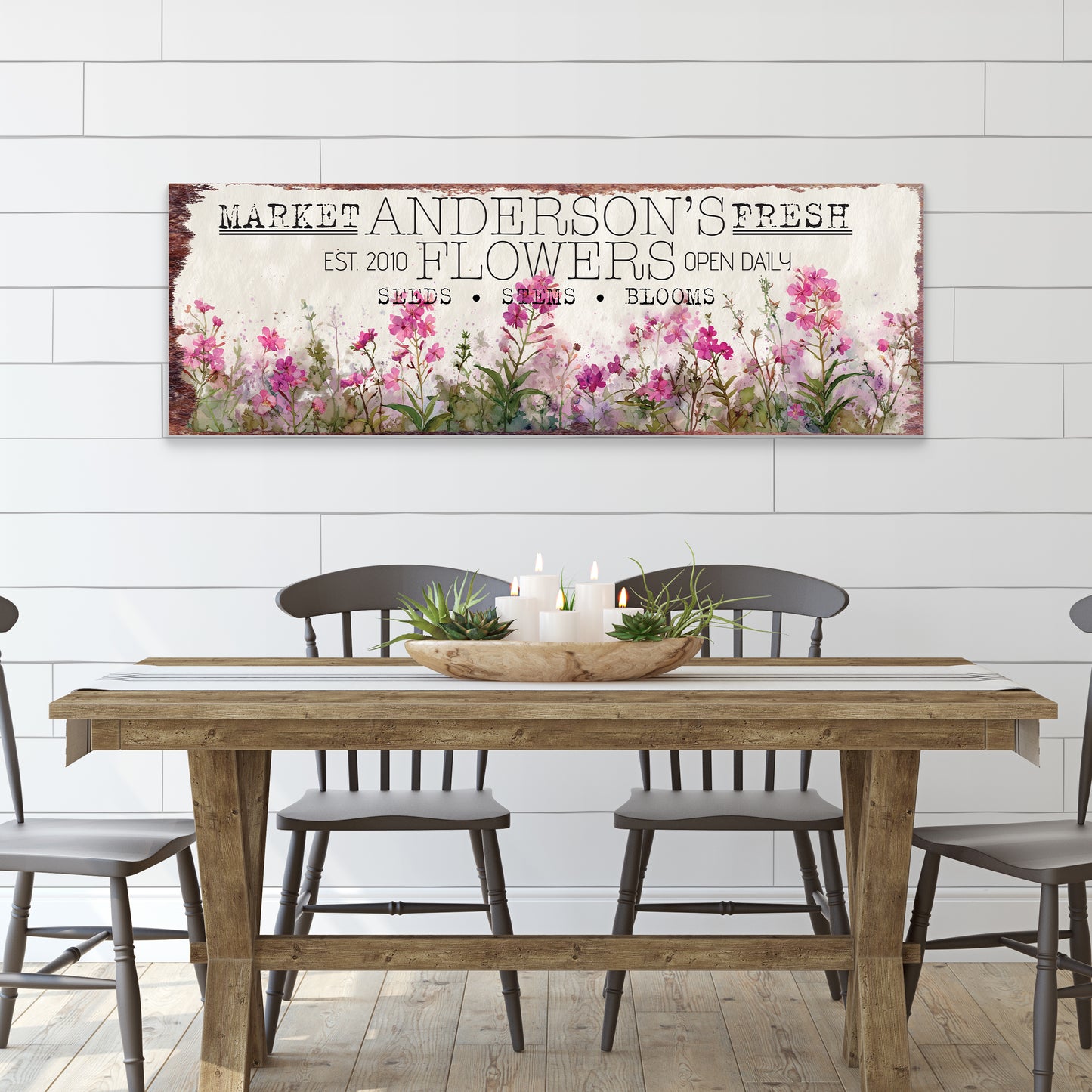 Personalized Spring Fireweed Family Wall Art – Rustic Chic Decor