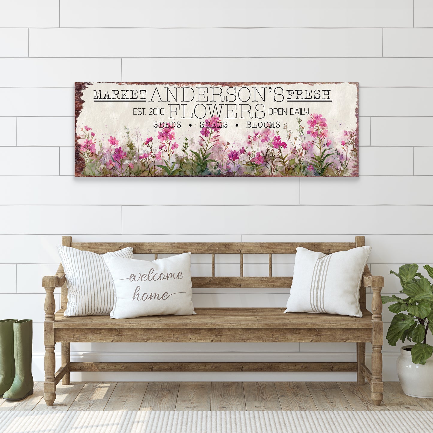 Personalized Spring Fireweed Family Wall Art – Rustic Chic Decor