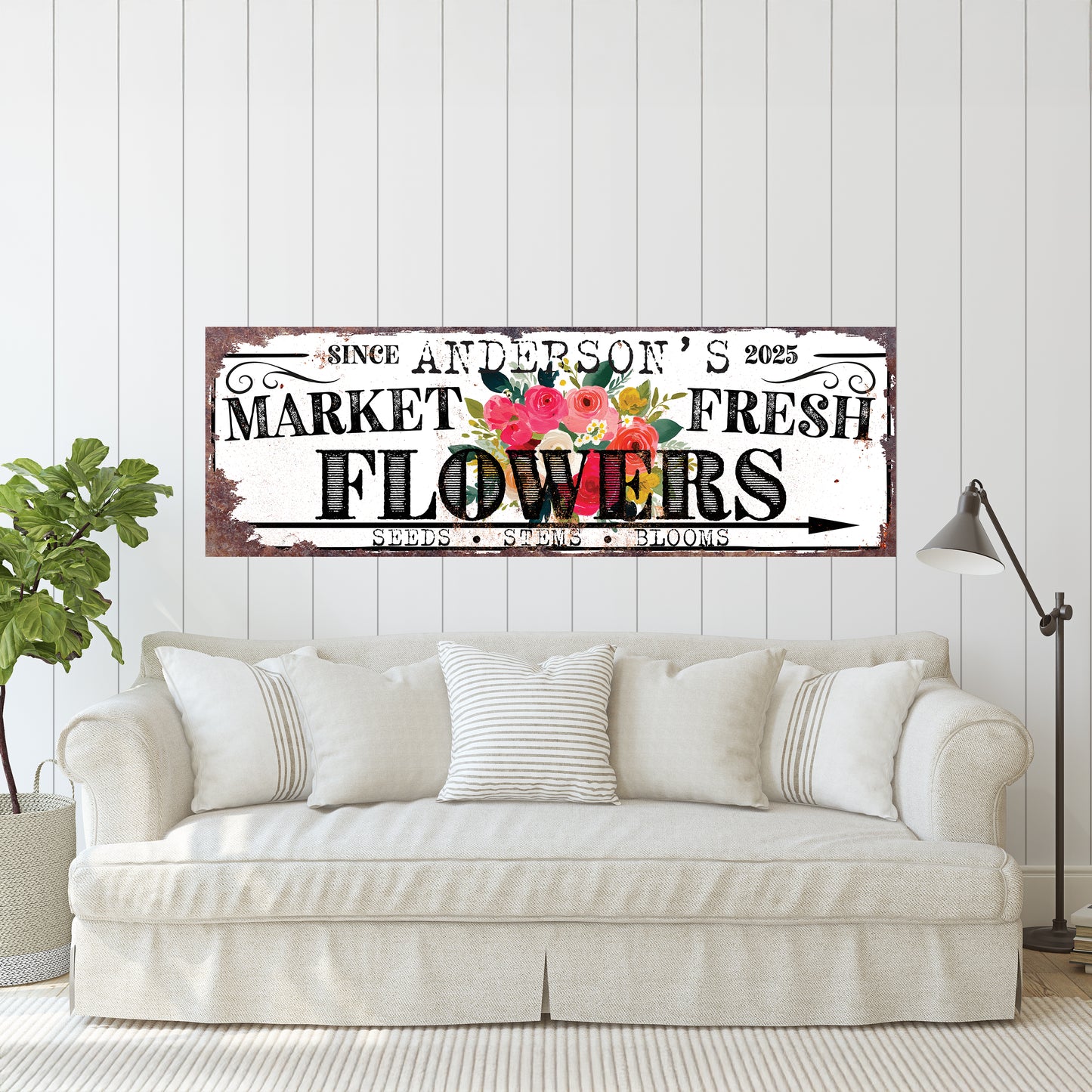 Spring Family Floral Wall Art – Personalized Rustic Chic Decor