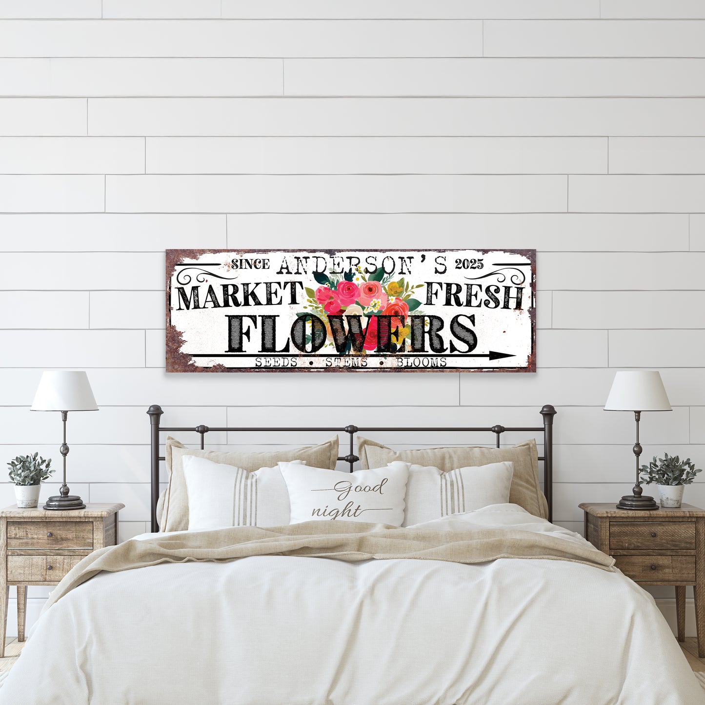 Spring Family Floral Wall Art – Personalized Rustic Chic Decor