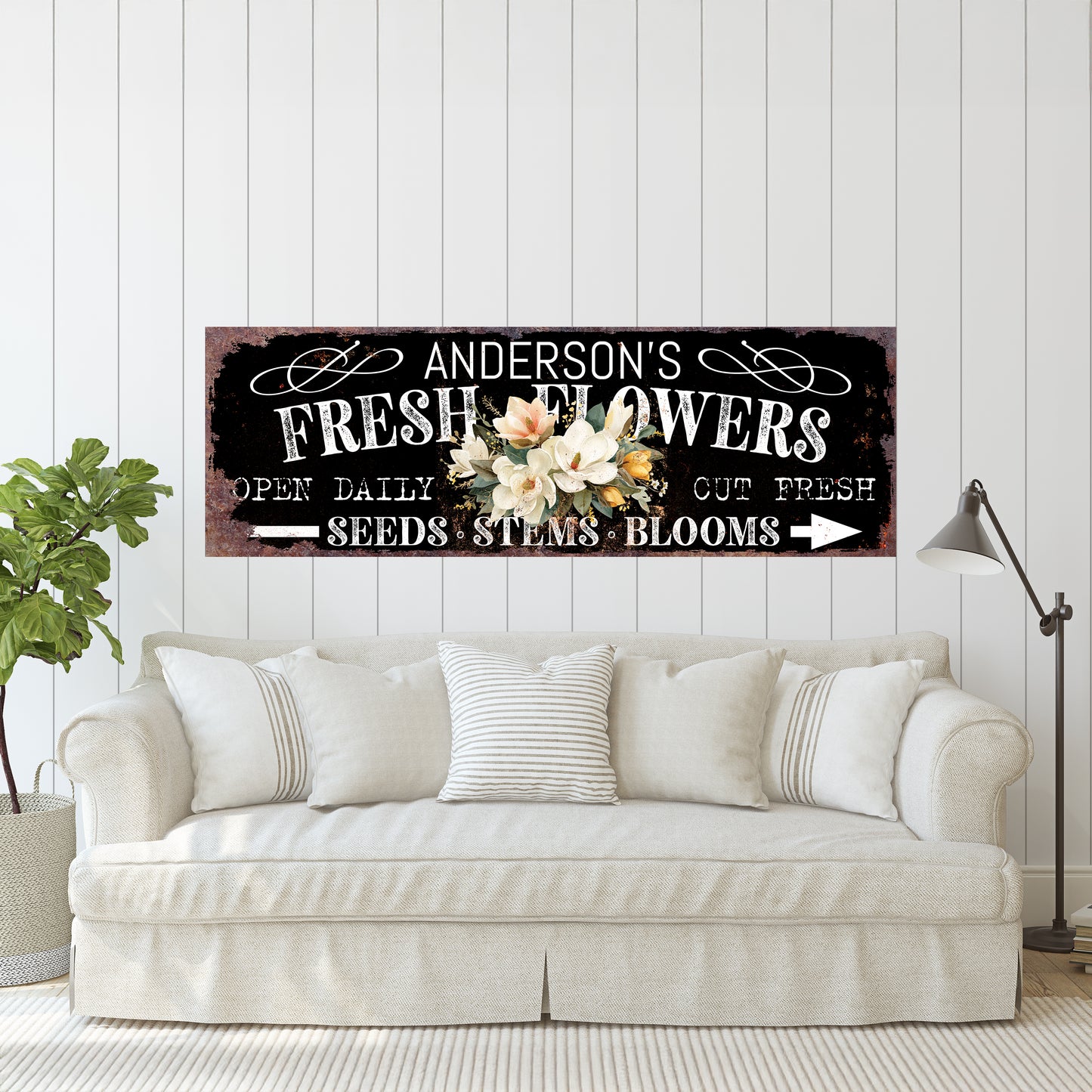Personalized Spring Magnolia Family Welcome Wall Art