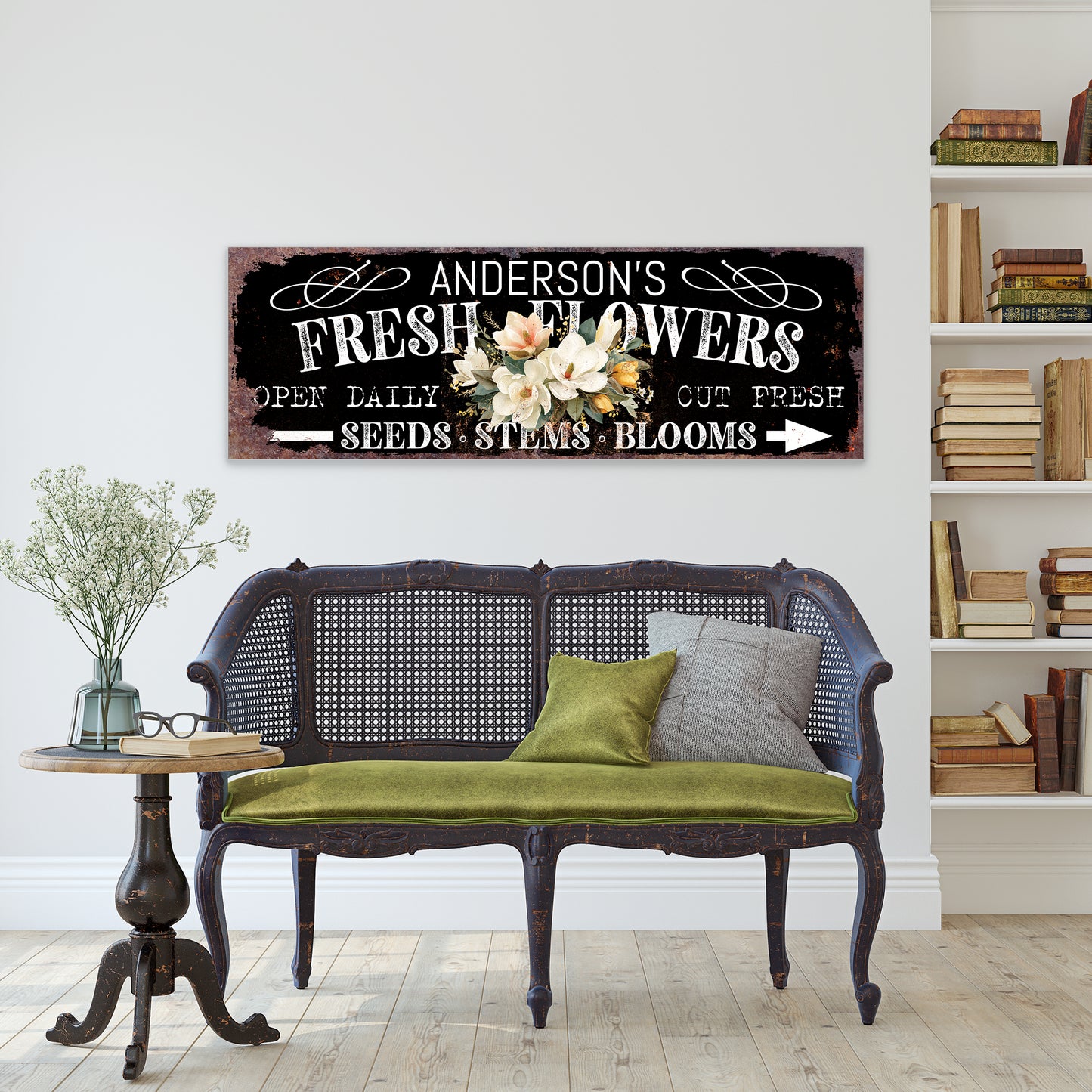 Personalized Spring Magnolia Family Welcome Wall Art