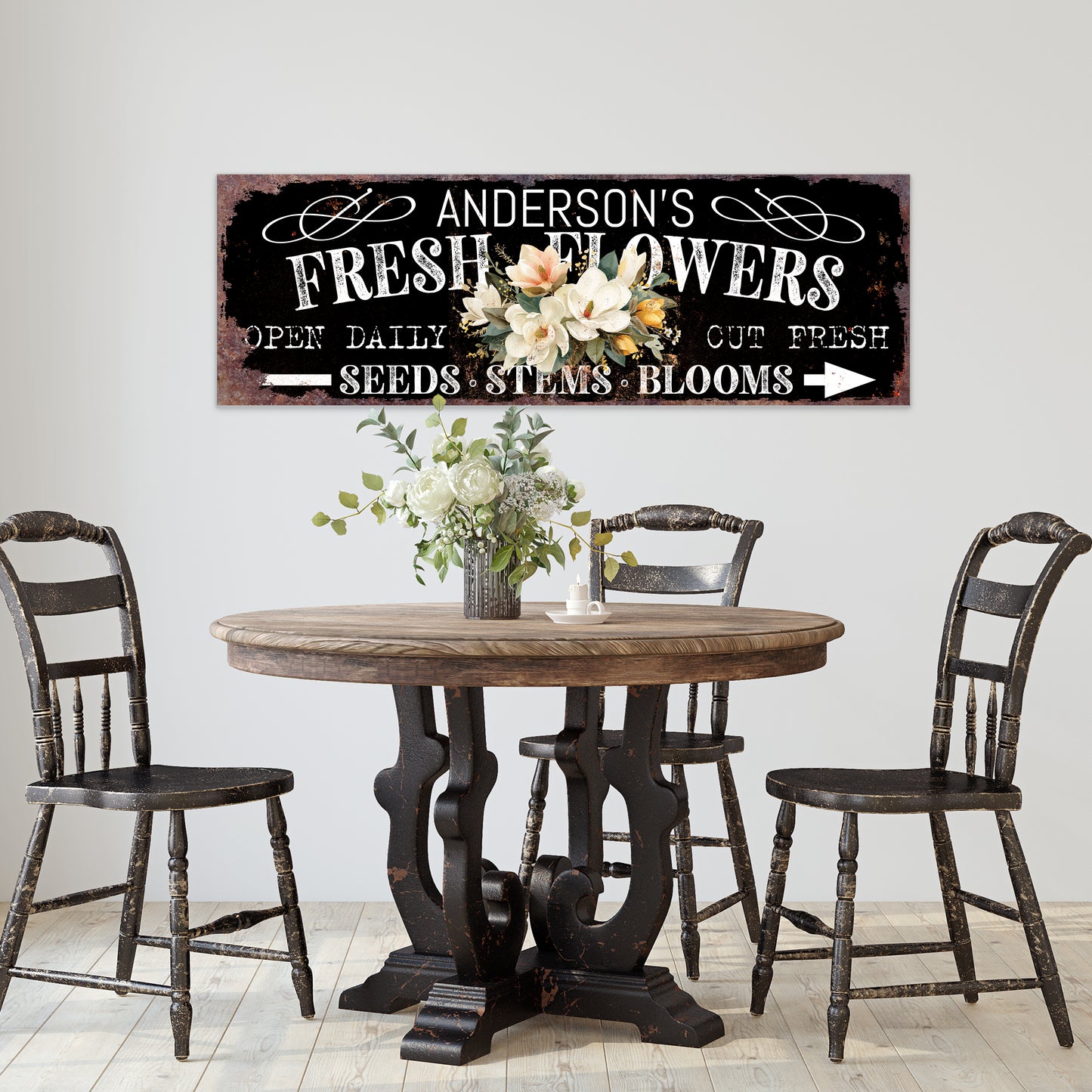 Personalized Spring Magnolia Family Welcome Wall Art