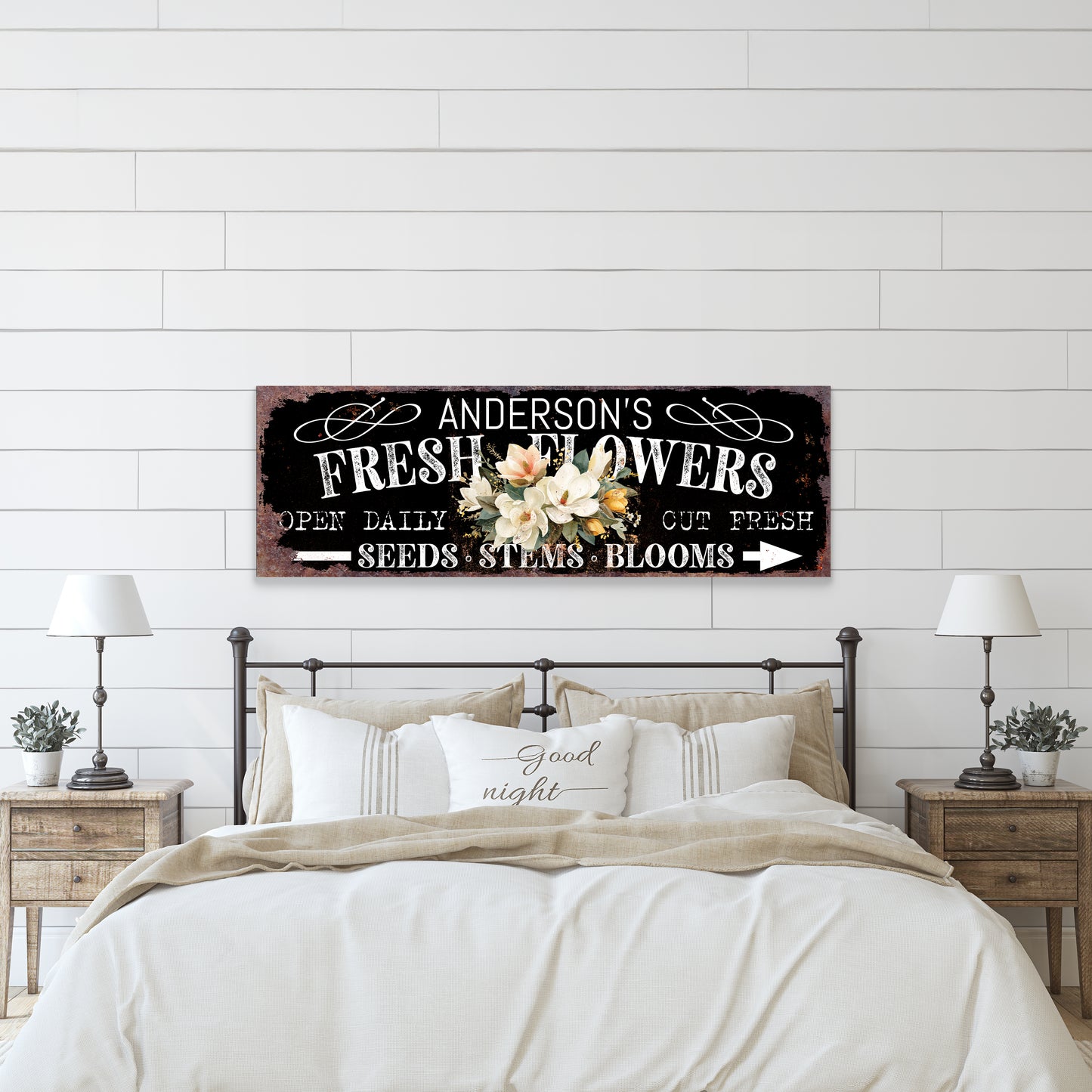 Personalized Spring Magnolia Family Welcome Wall Art