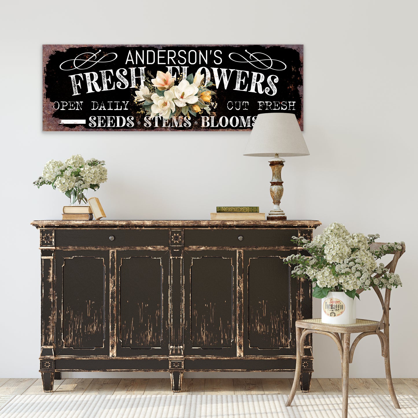 Personalized Spring Magnolia Family Welcome Wall Art