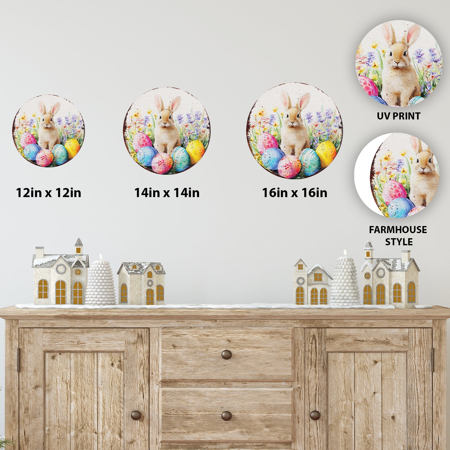 Charming Farmhouse Easter Welcome Sign - Rustic Bunny Art for Porch & Entryway