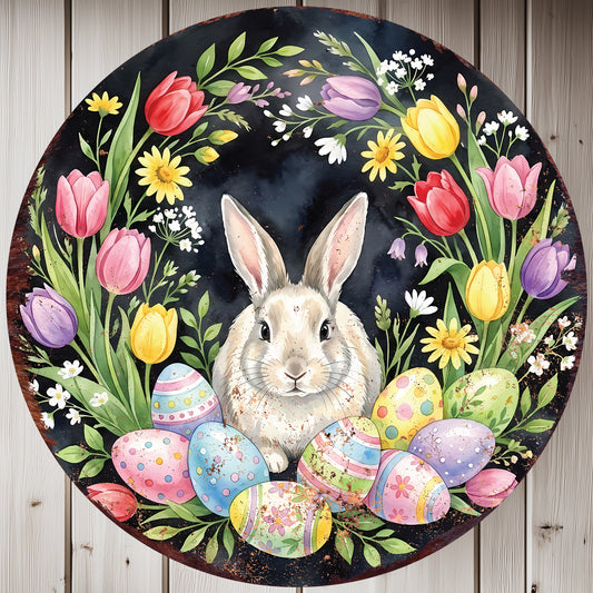 Easter Farmhouse Welcome Sign - Rustic Bunny Porch Decor for Spring Entryway & Door