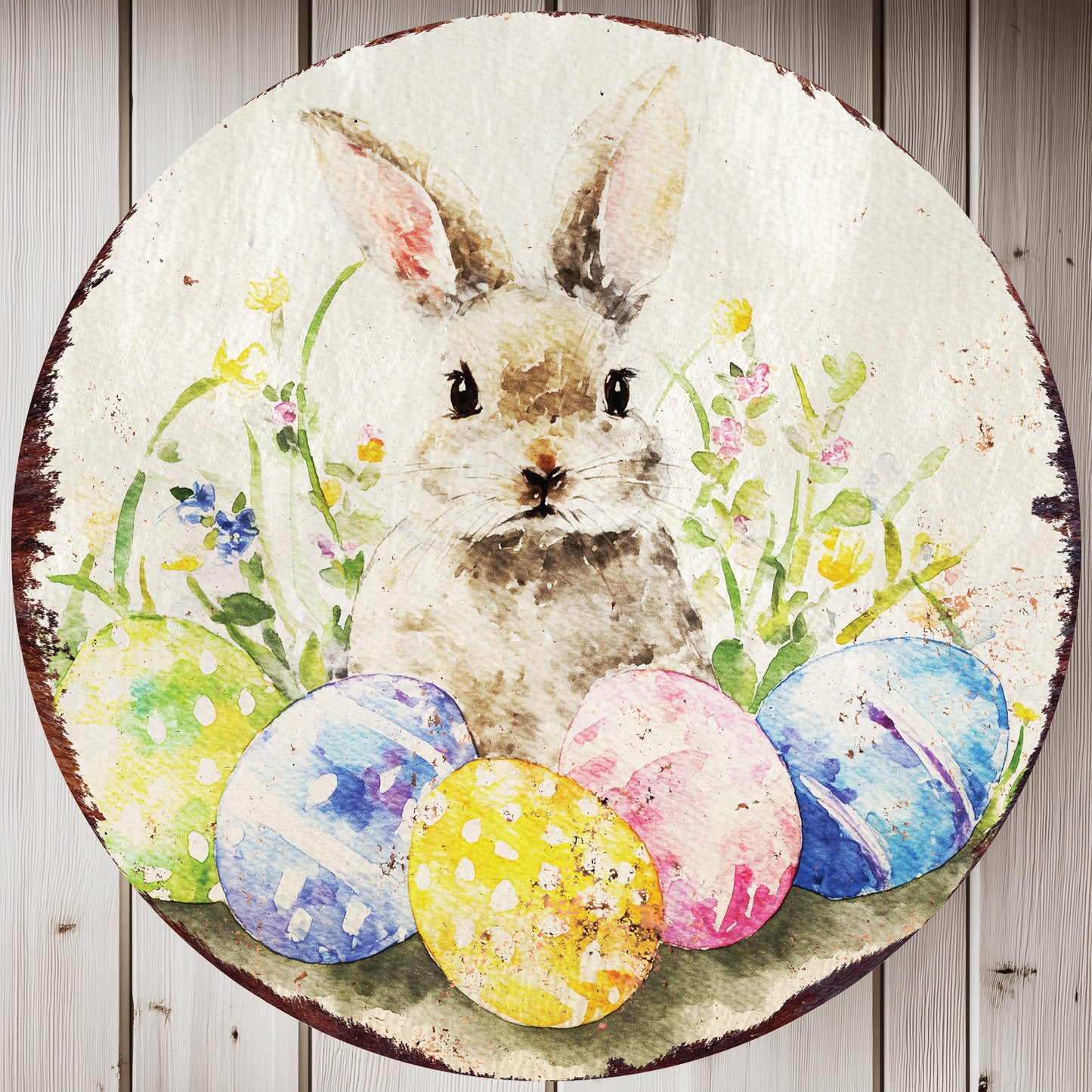 Easter Farmhouse Welcome Sign - Rustic Bunny Spring Porch Decor for Entryway & Door