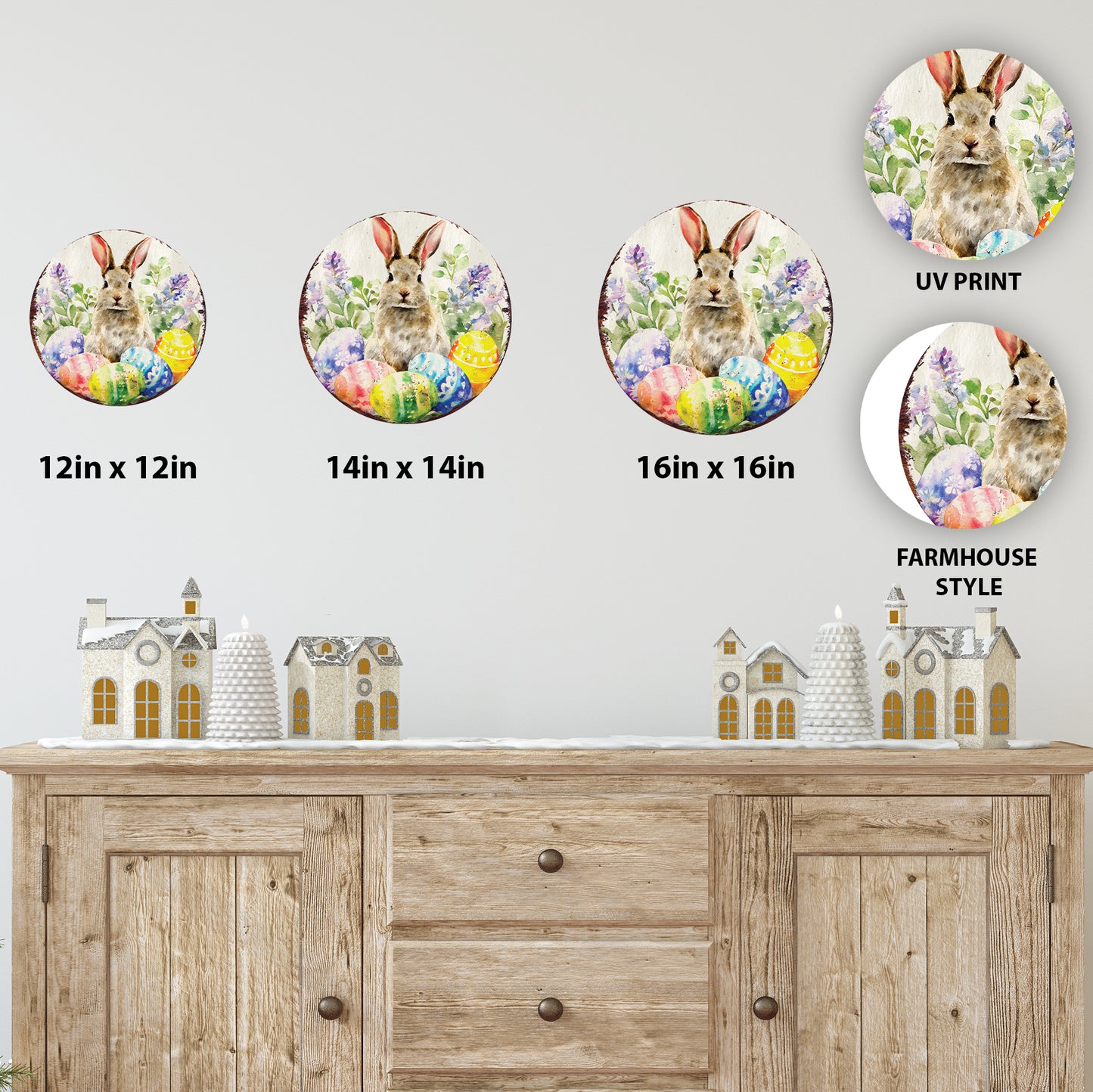 Rustic Easter Farmhouse Welcome Sign - Charming Bunny & Carrots Spring Porch & Door Decor