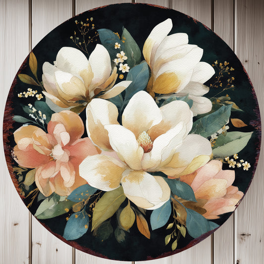 Spring Farmhouse Welcome Sign - Rustic Magnolia Floral Door & Porch Decor