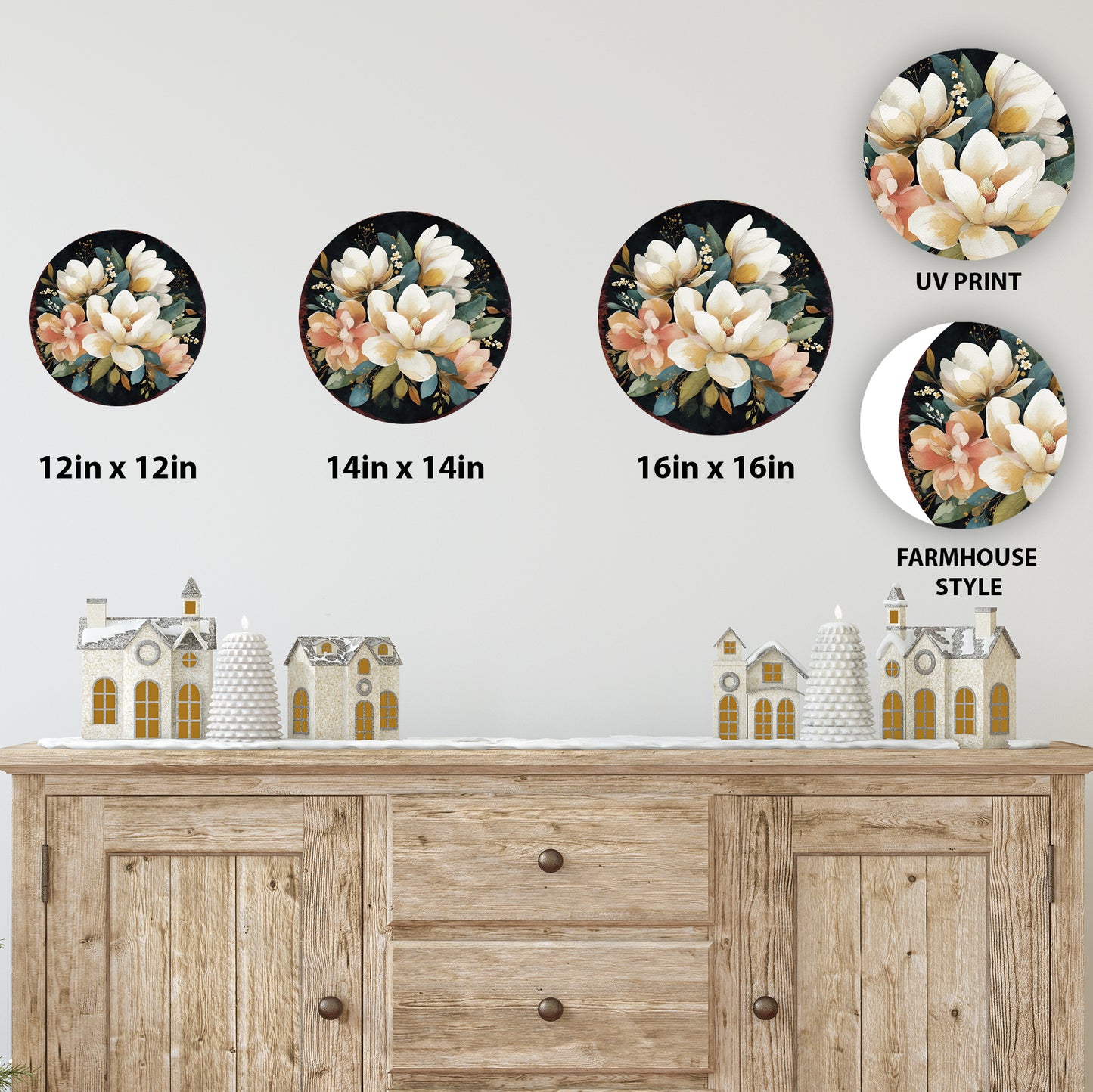 Spring Farmhouse Welcome Sign - Rustic Magnolia Floral Door & Porch Decor