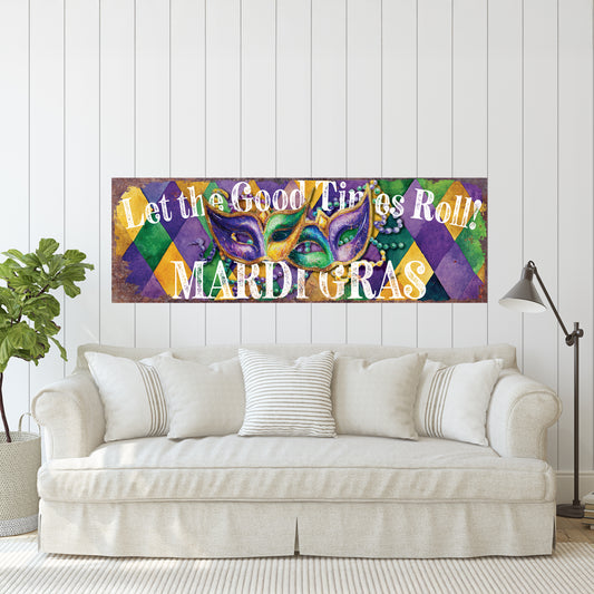 Festive Mardi Gras Wall Art - Vibrant Masks & Beads Decor for Covered Porch Entryway